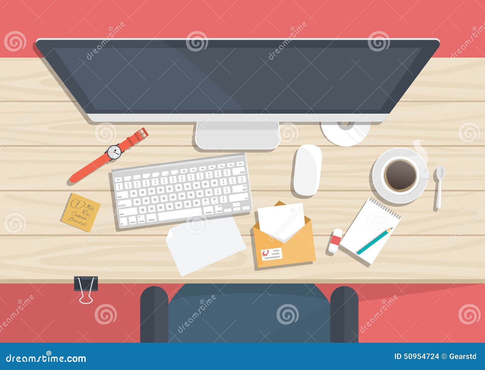 Desk With Necessary For Studing Things Stock Illustration