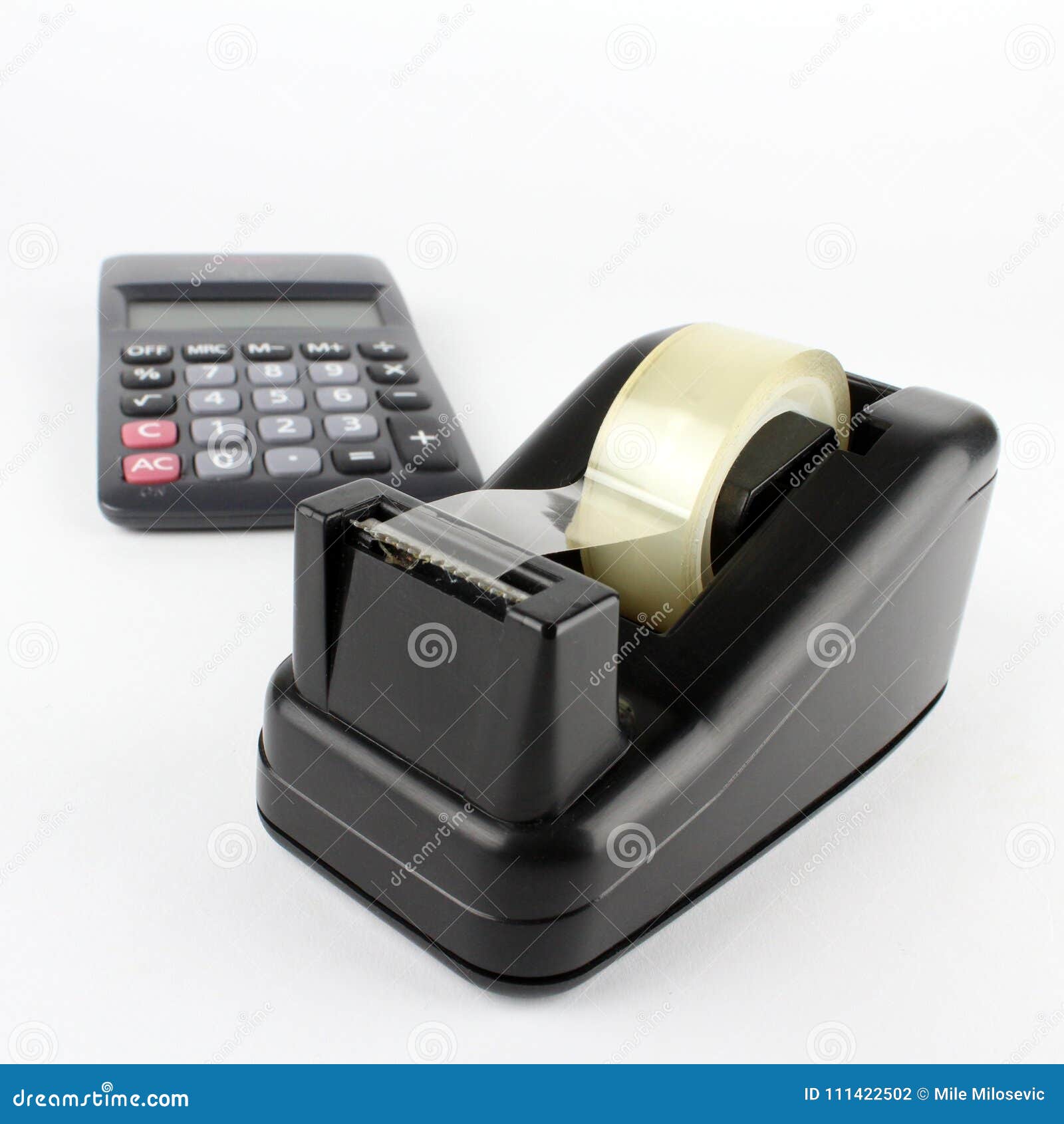 Desk Tape Dispenser With Calculator Stock Photo Image Of