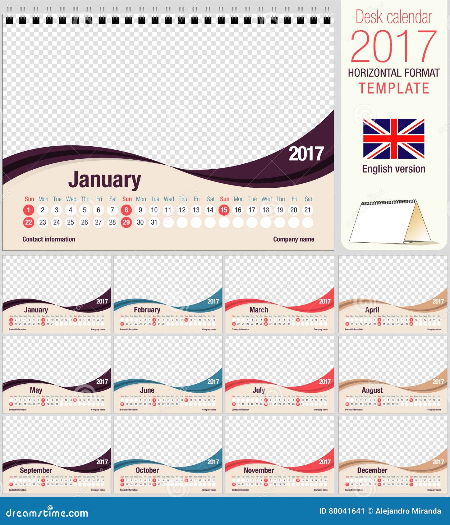 Desk Triangle Calendar 2017 Template. Size 210mm X 150mm. Format A5