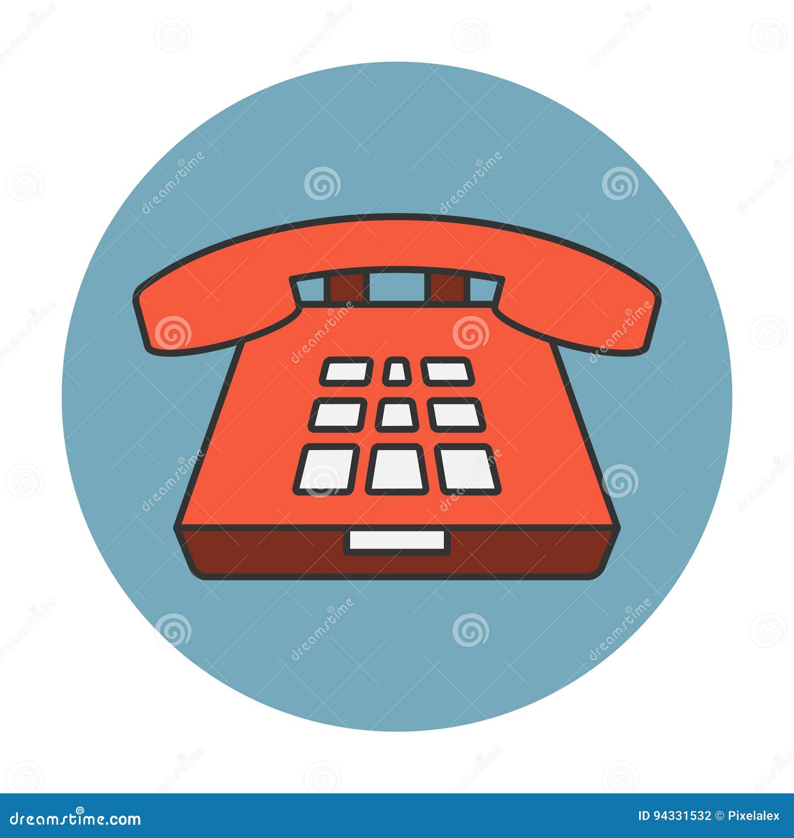 Deskphone flat line icon stock vector. Illustration of earphone 94331532