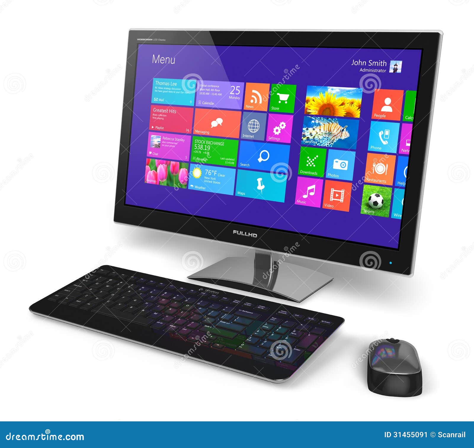 desktop computer with touchscreen interface