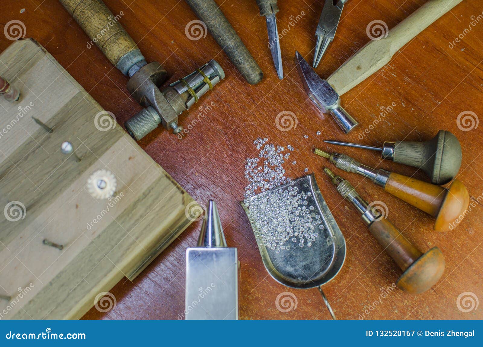 Desktop for Craft Jewellery Making with Professional Tools Stock Image