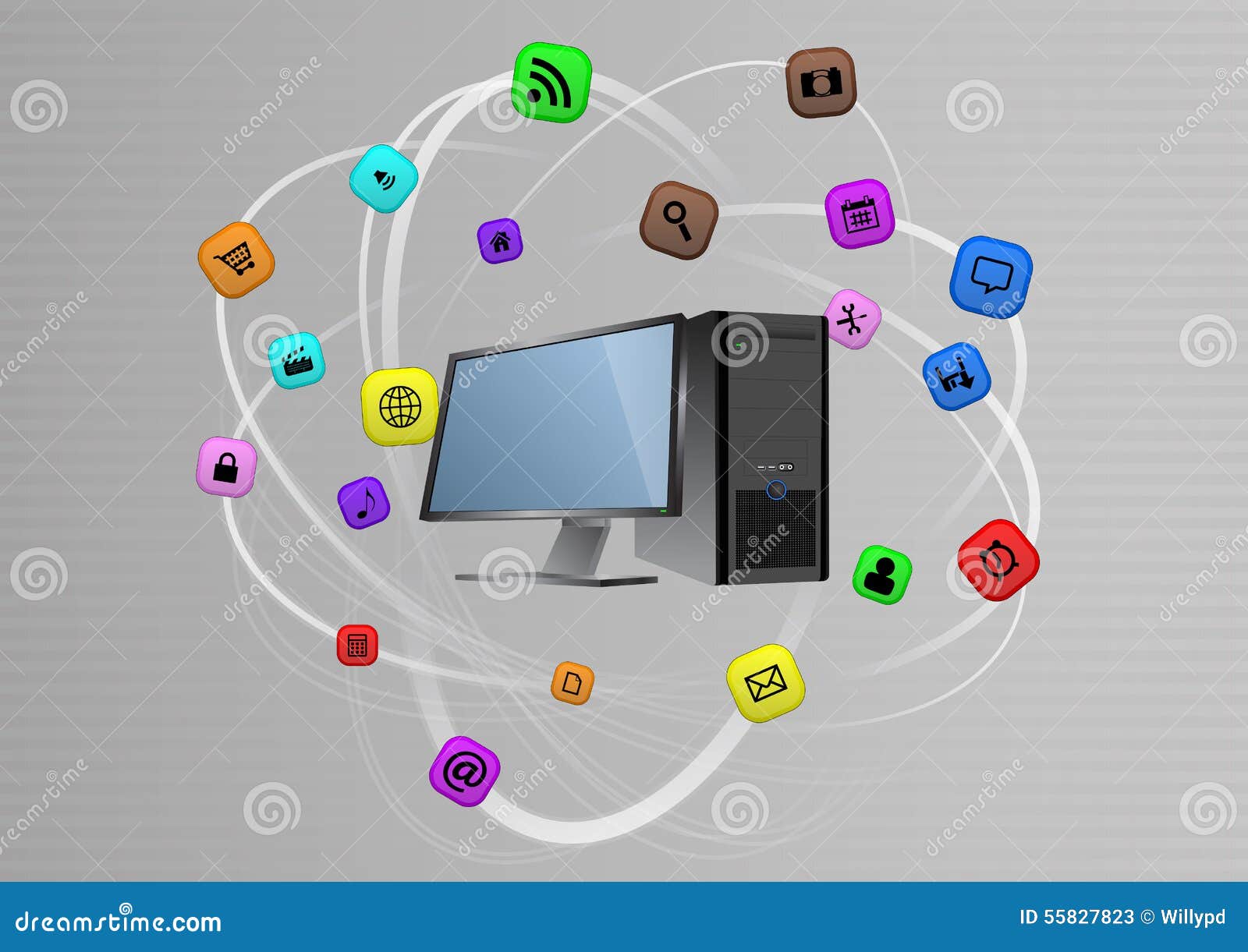 Desktop multimedia stock vector. Illustration of concept 55827823