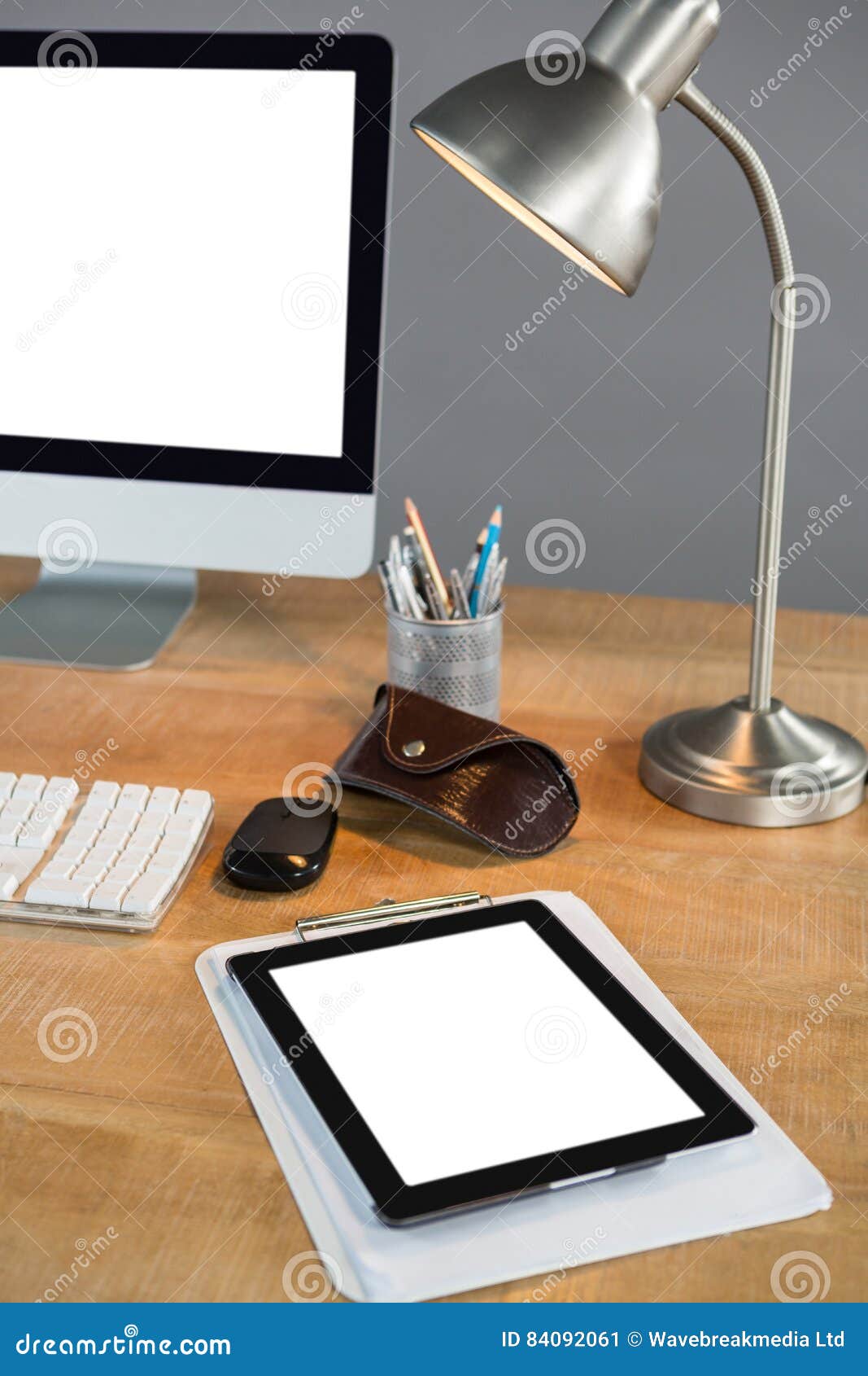 Desktop Pc, Digital Tablet and Table Lamp Stock Image Image of electronic, table 84092061