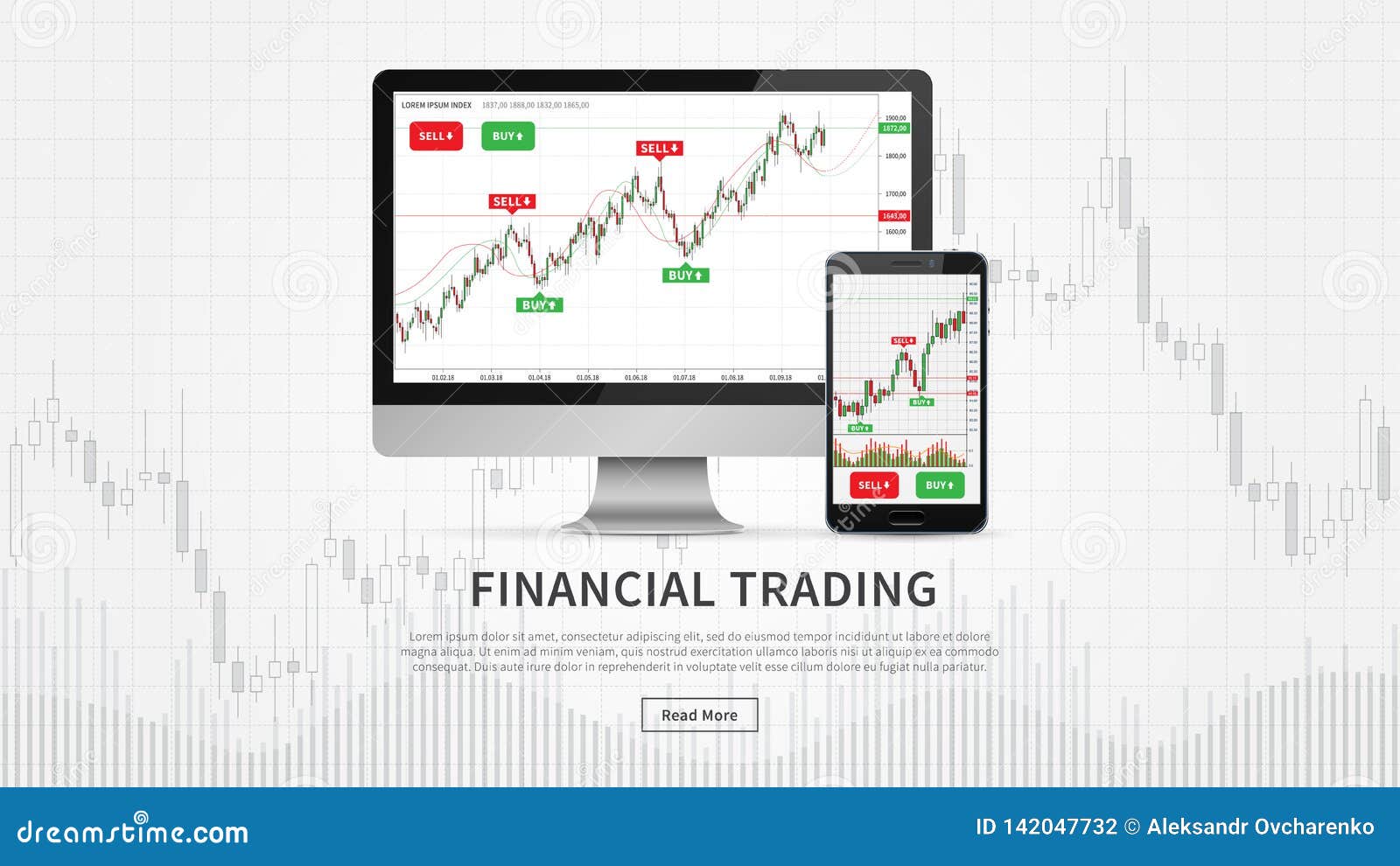 Desktop And Smartphone With Financial Trade Charts Stock Vector - 