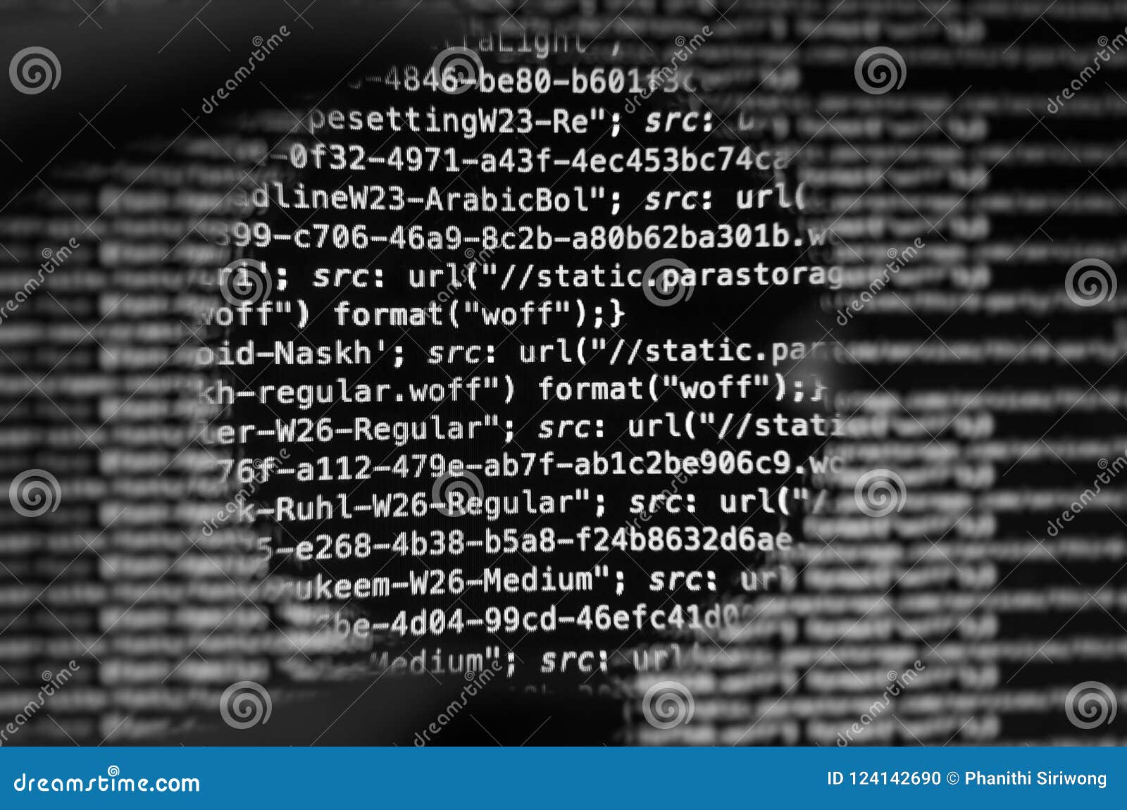 Desktop source code and Wallpaper by Computer language with coding and  programming. Stock Photo