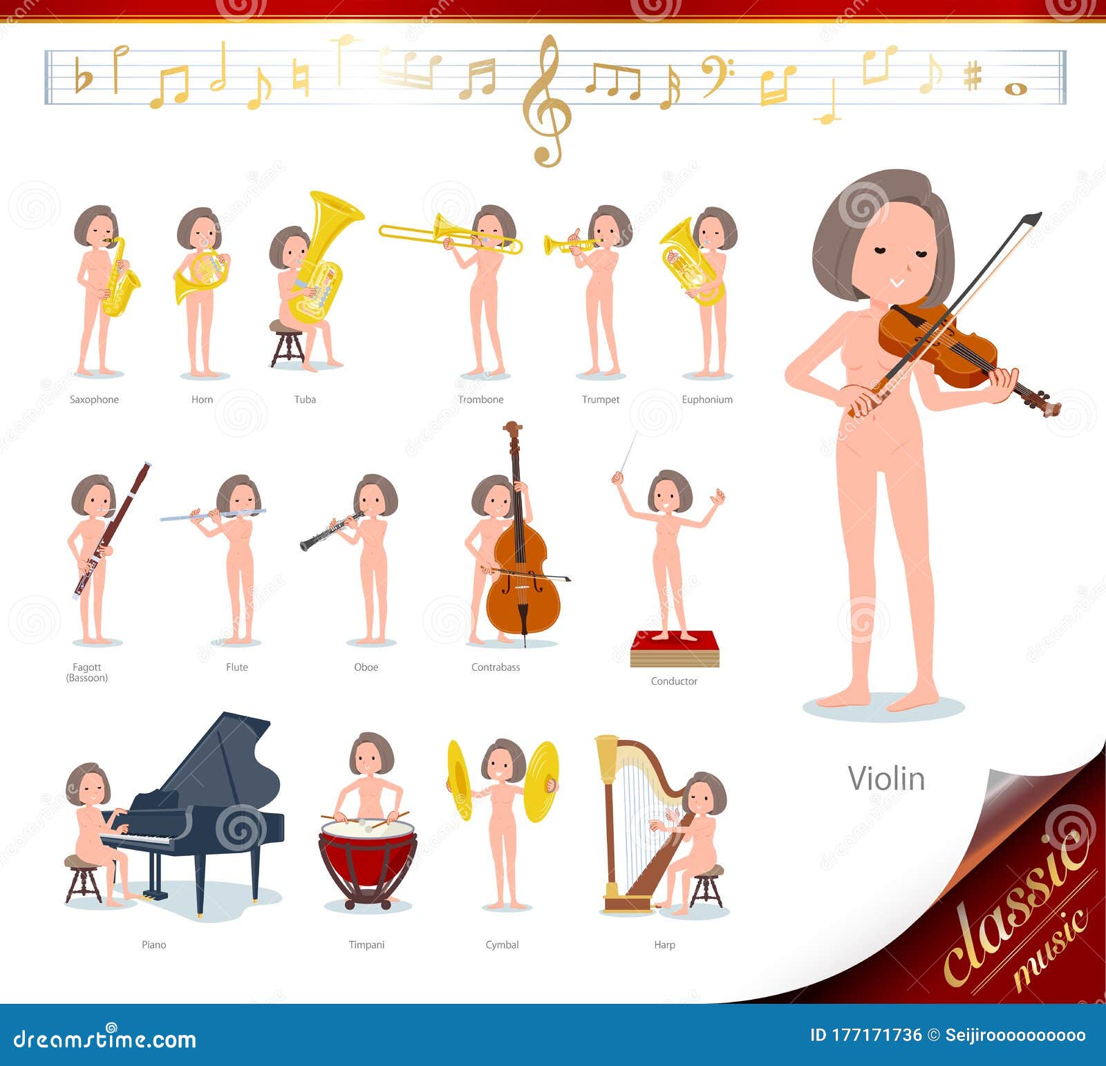 Desnudo De Tipo Plano Música Femenina Clásica Ilustración del Vector -  Ilustración de tacto, cadera: 177171736