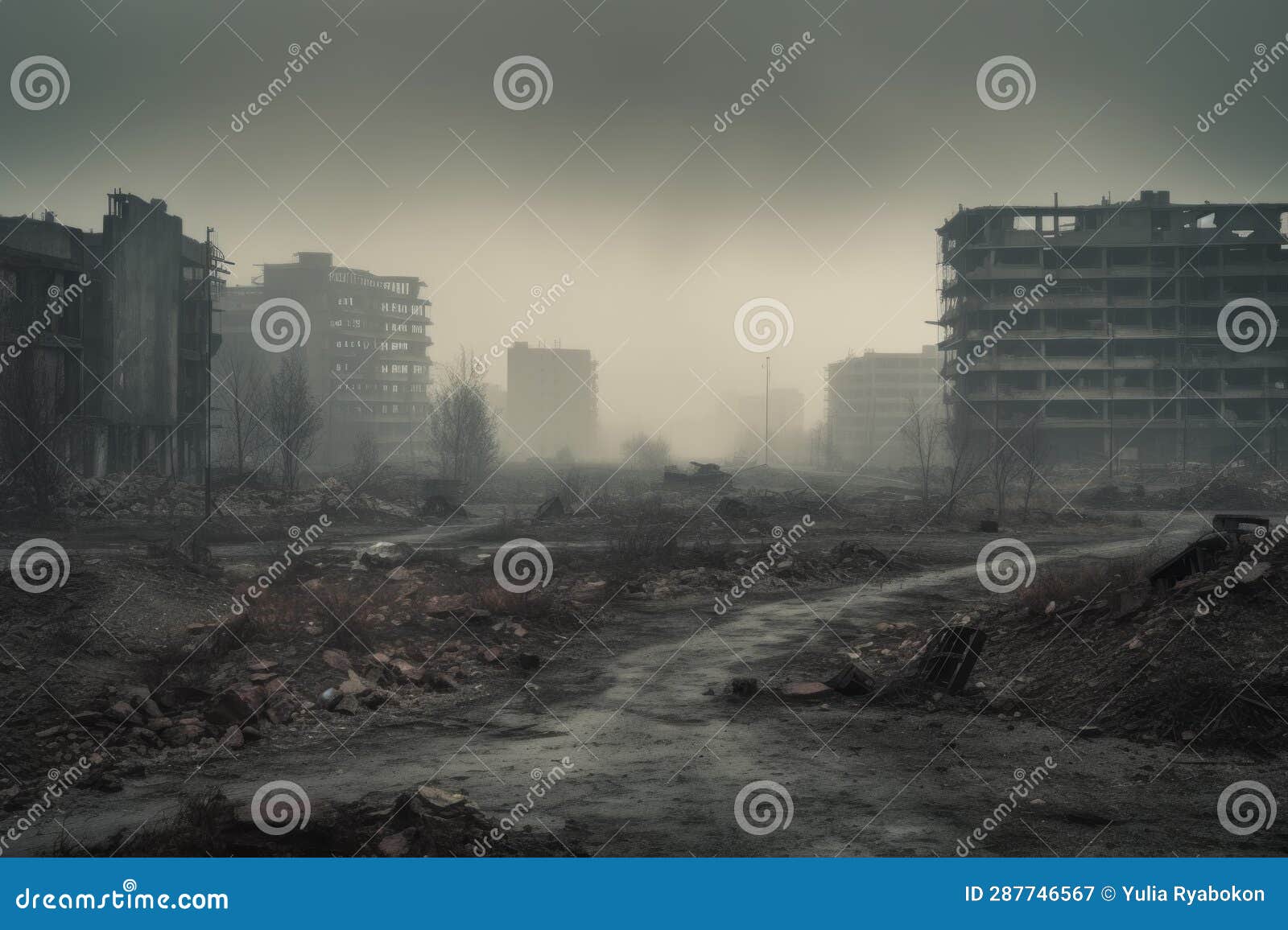 Desolate city. Generate Ai stock illustration. Illustration of concept ...