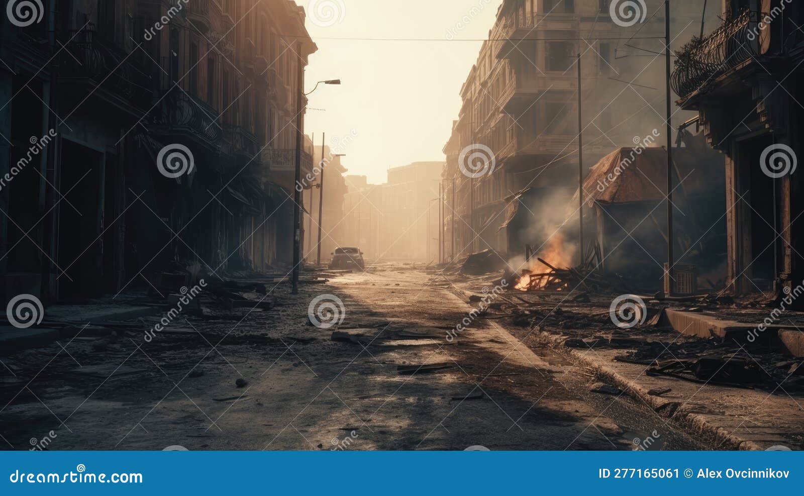 Desolate City Street after Catastrophe. Perfect for Post-Apocalyptic ...