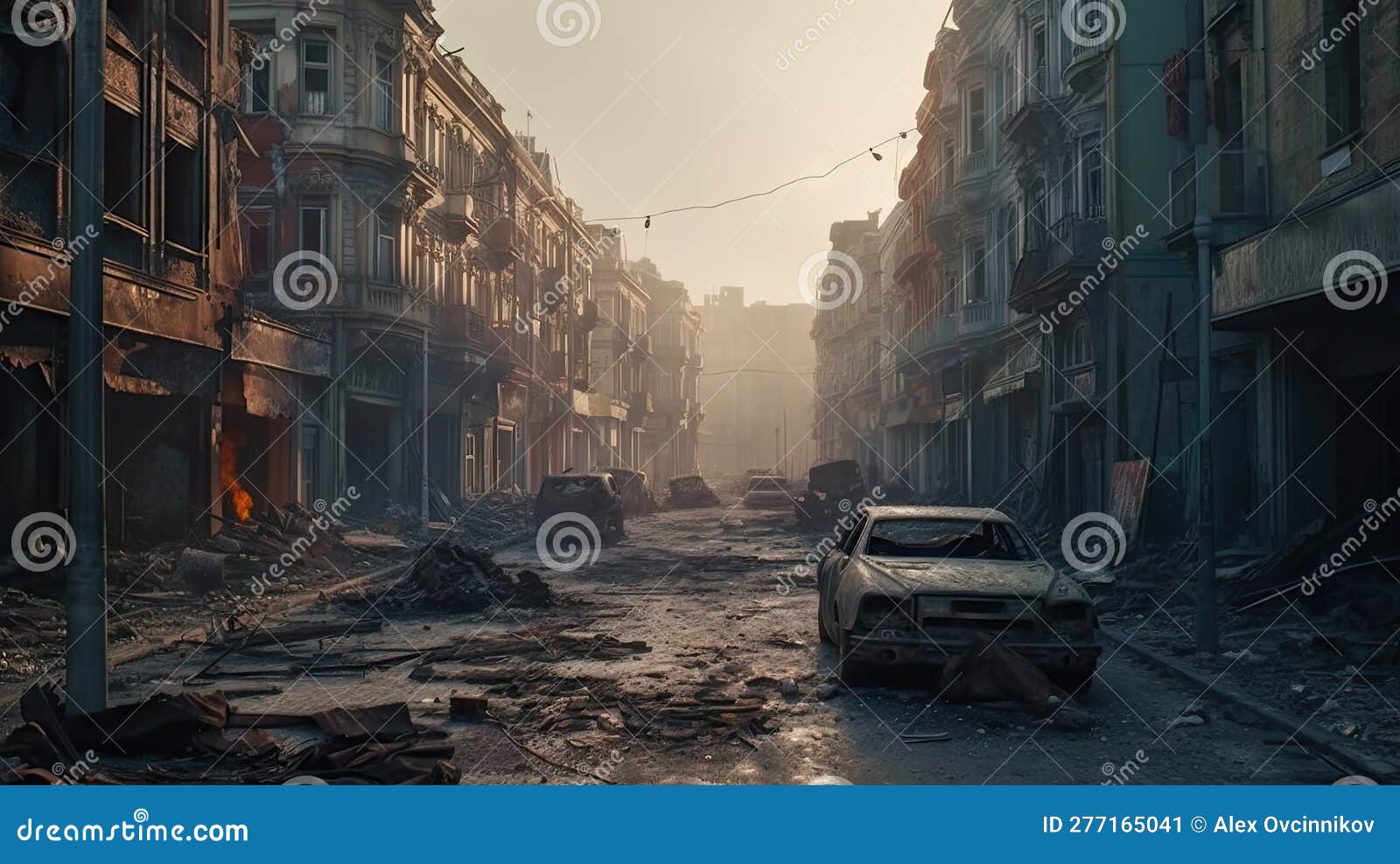 Desolate City Street after Disaster. Perfect for Post-Apocalyptic ...