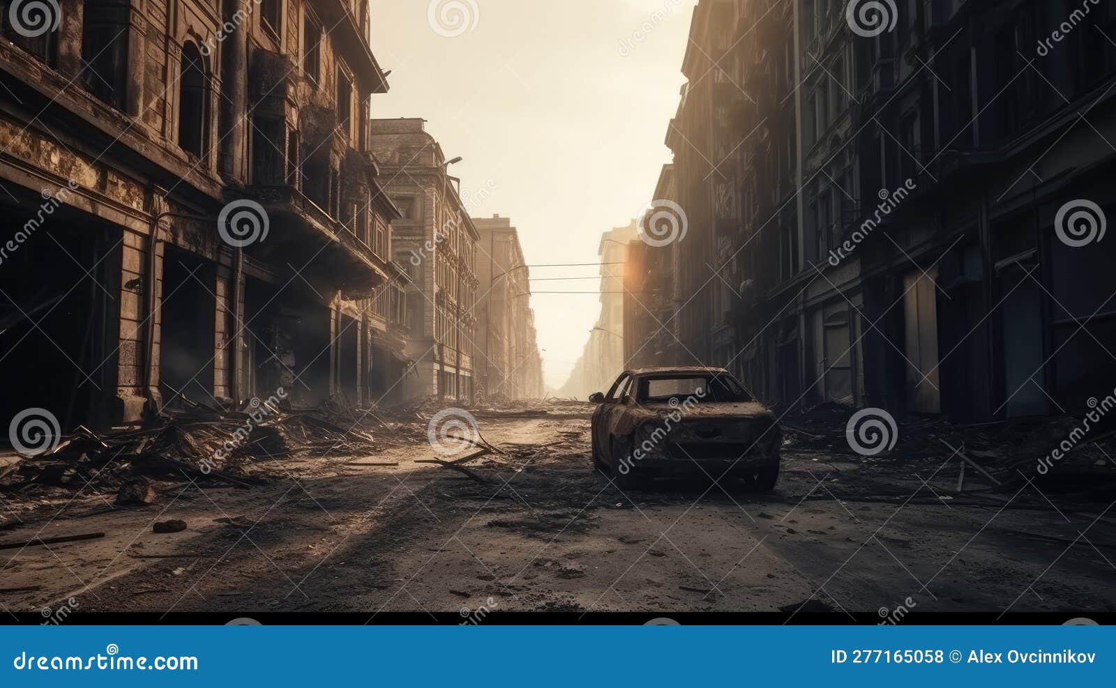 Desolate City Street after Disaster. Perfect for Post-Apocalyptic ...