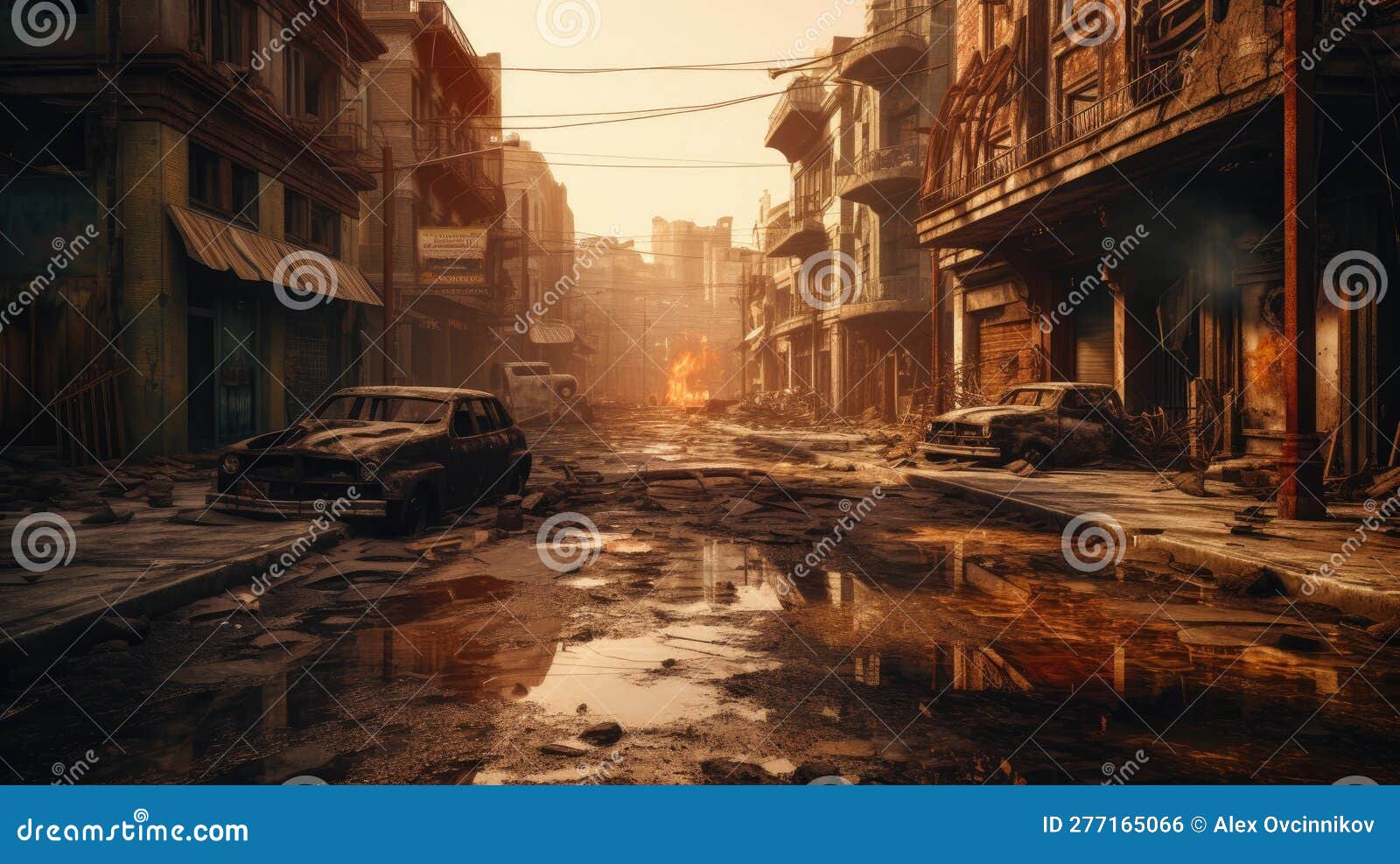Desolate City Street after Disaster. Perfect for Post-Apocalyptic ...