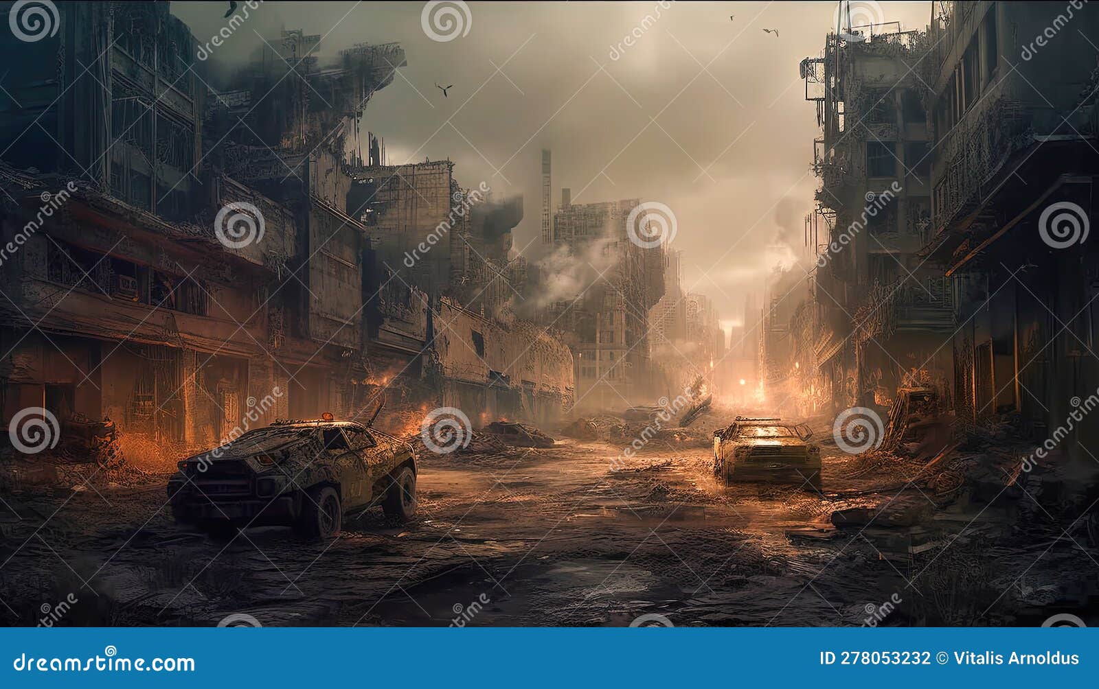 A Dirty City Street Filled with Lots of Rubble. Generative AI Stock ...