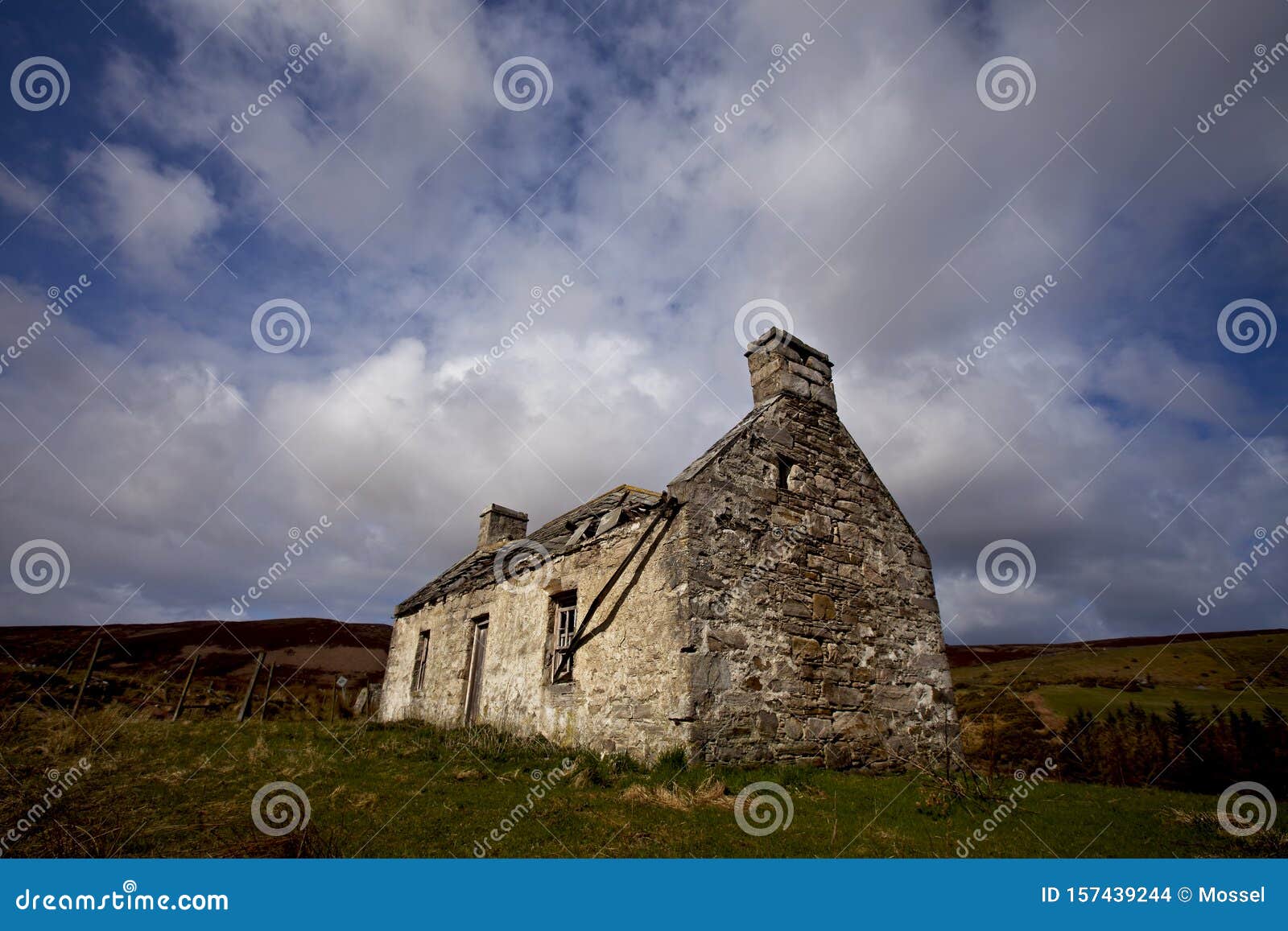 a desolated crofter`s house in scotland