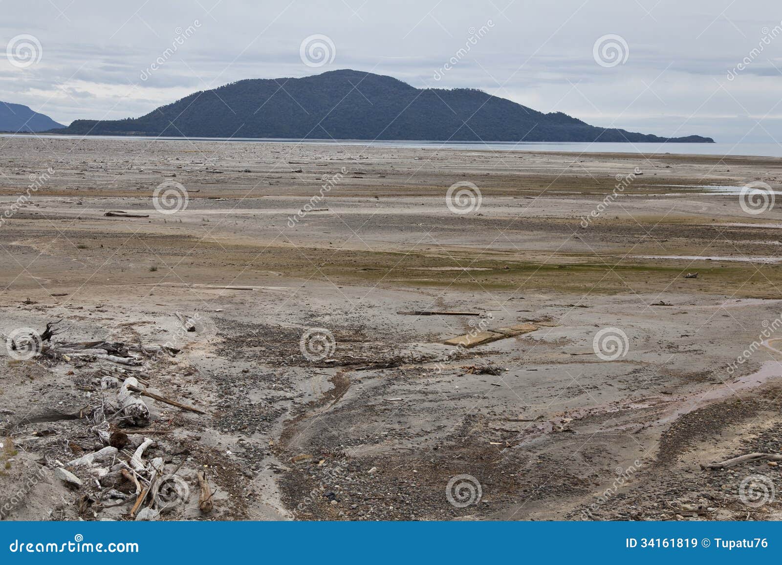 desolated landscape with ashes after volcano eruption in chaiten.