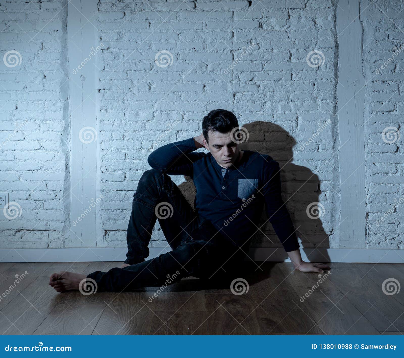 Desperate Lonely Unhappy Caucasian Man Suffering from Depression ...