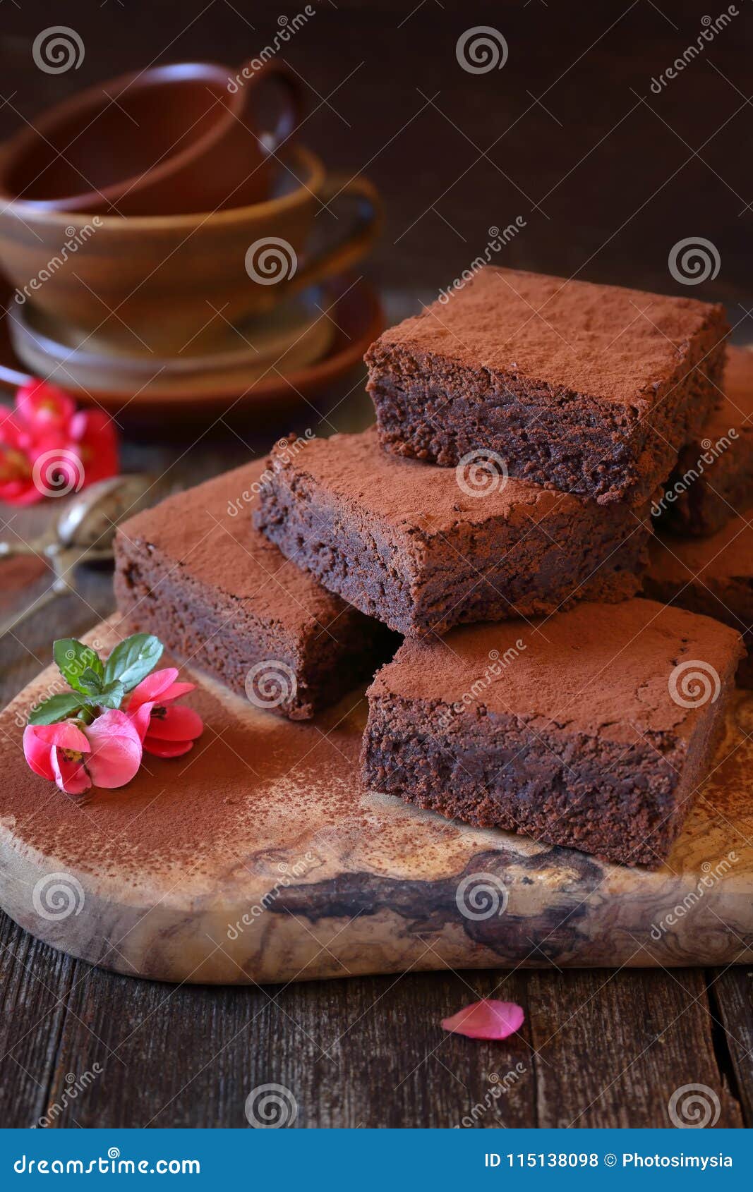 Dessert Anglais Traditionnel "brownie" De Chocolat Photo stock