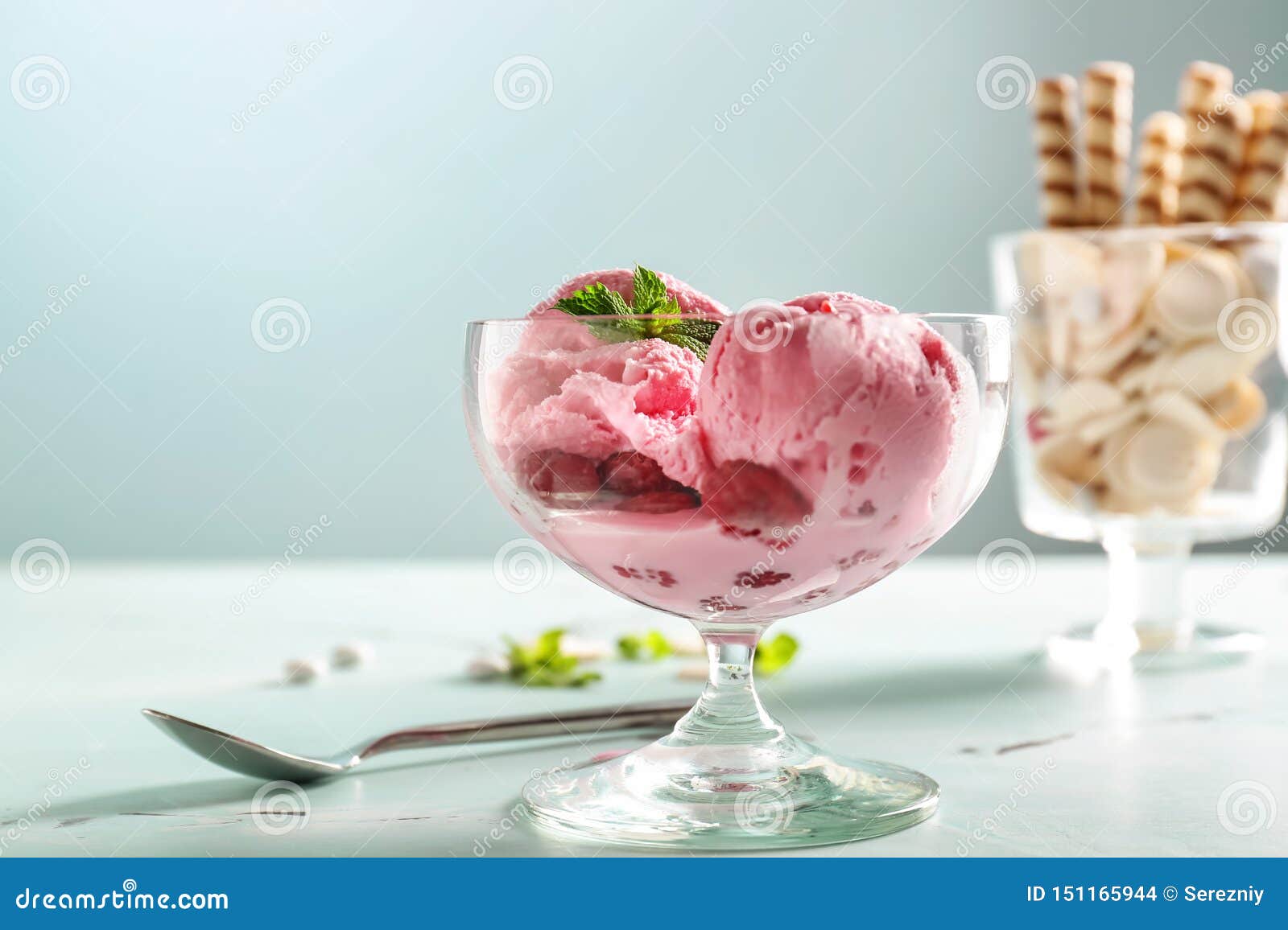 Dessert Bowl with Tasty Raspberry Icecream on Table Stock Photo Image of object, flavour