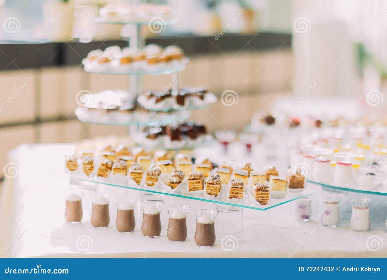 Dessert Buffet with Delicious Sweet Bakery and Coffeeshakes Stock
