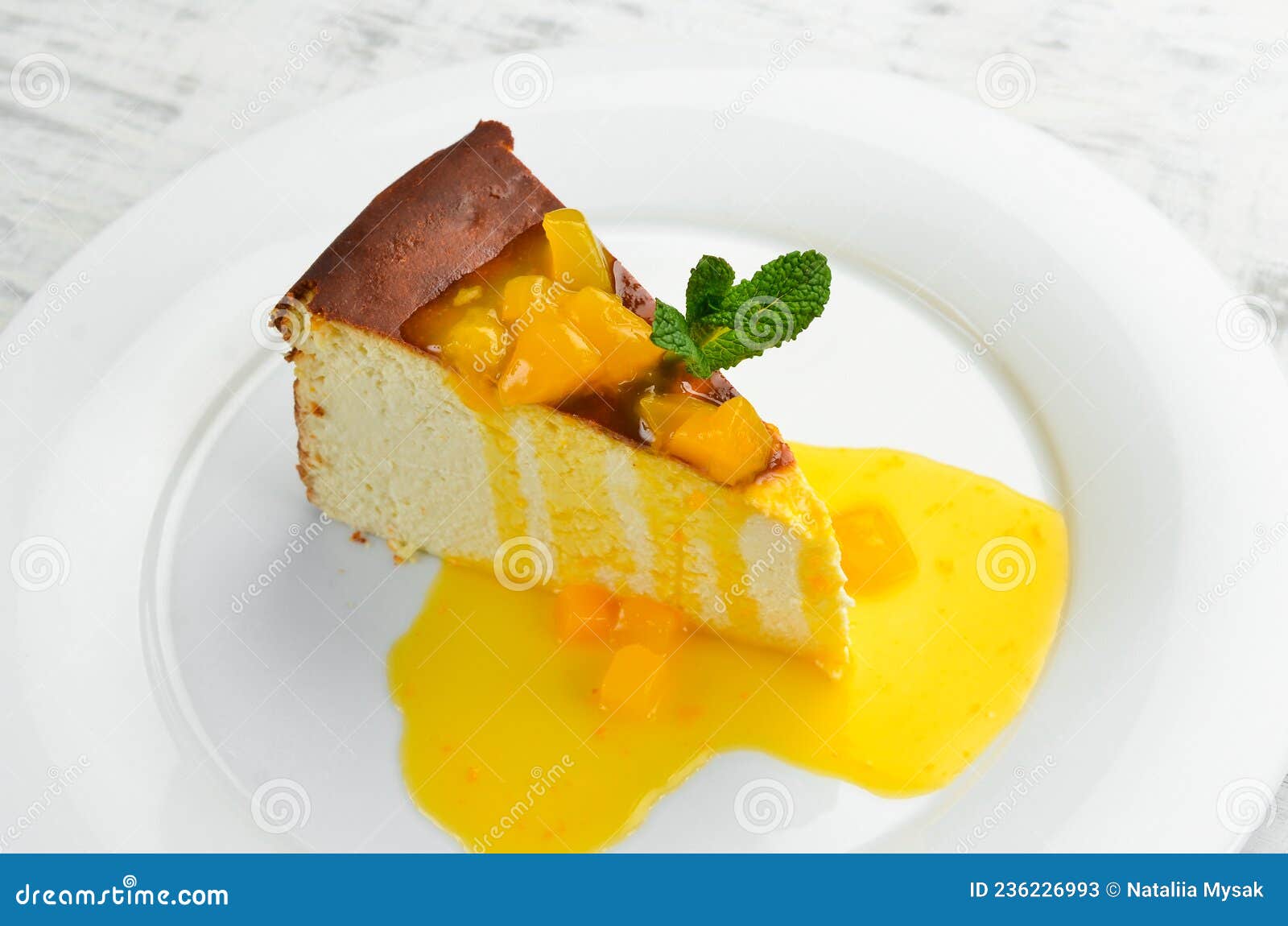 Dessert. Cheesecake with Fruit Topping on a Plate Stock Image - Image ...