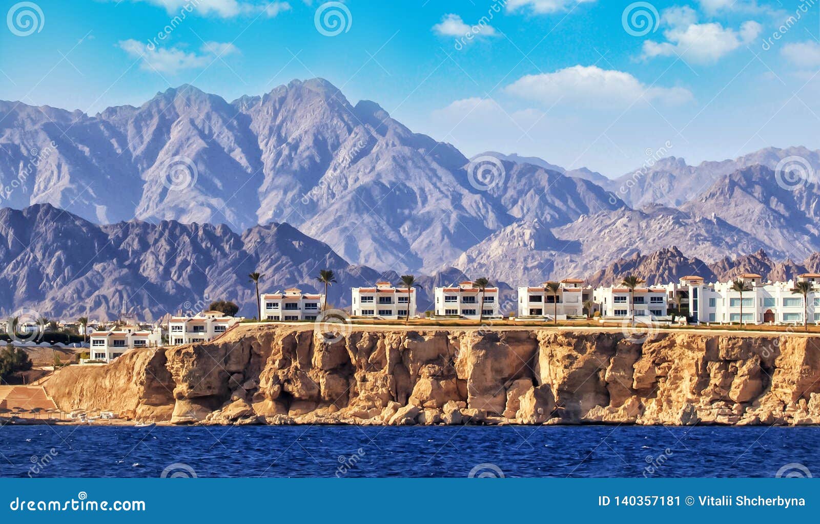 dessert coast of sharm el sheikh, egypt. blue sky with clouds