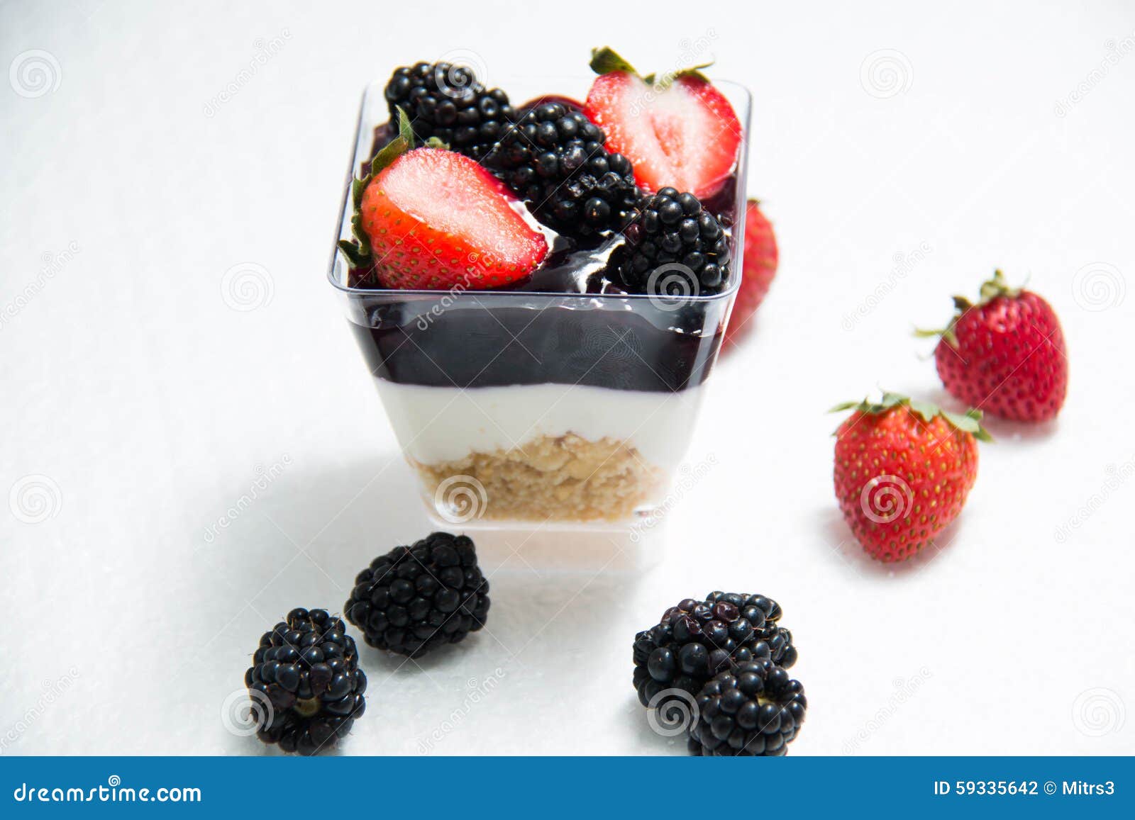 Dessert with Cream and Blackberries Stock Photo - Image of desert, food ...