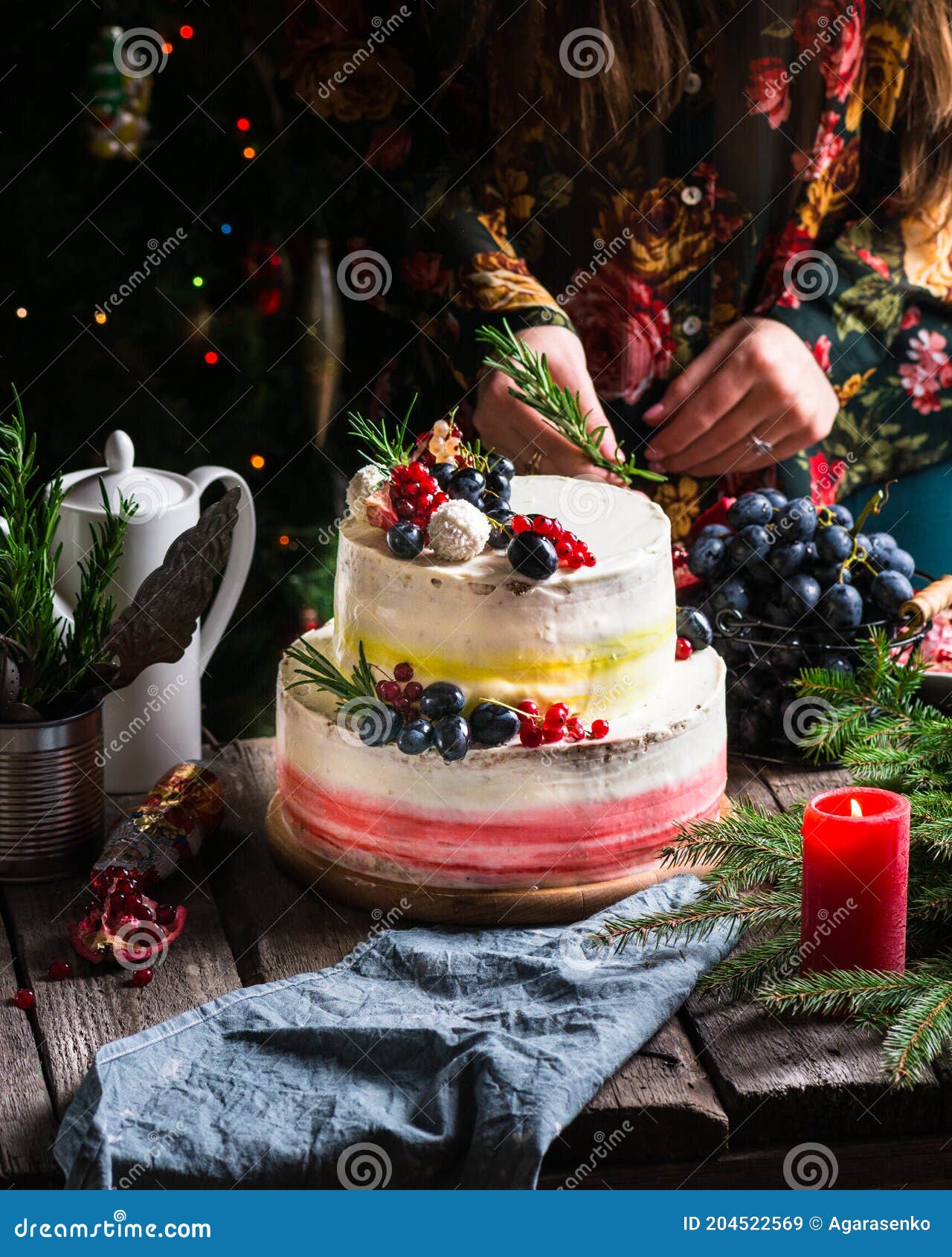 Dessert De Noël De Réveillon De Noël De Gâteau Du Nouvel an De