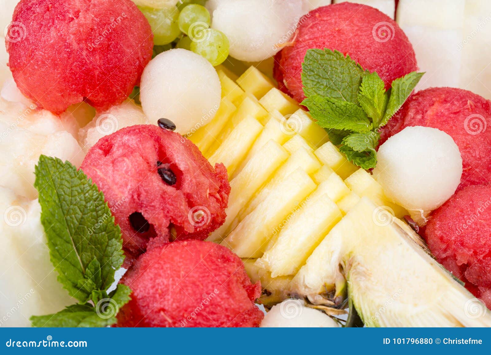 Dessert Fruit Platter with Mint Stock Photo Image of breakfast