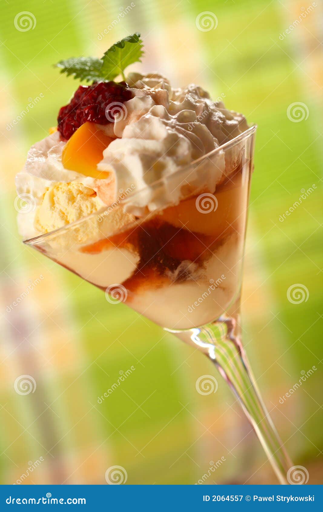 Dessert with Fruits and Whipped Cream Stock Image Image of flavor