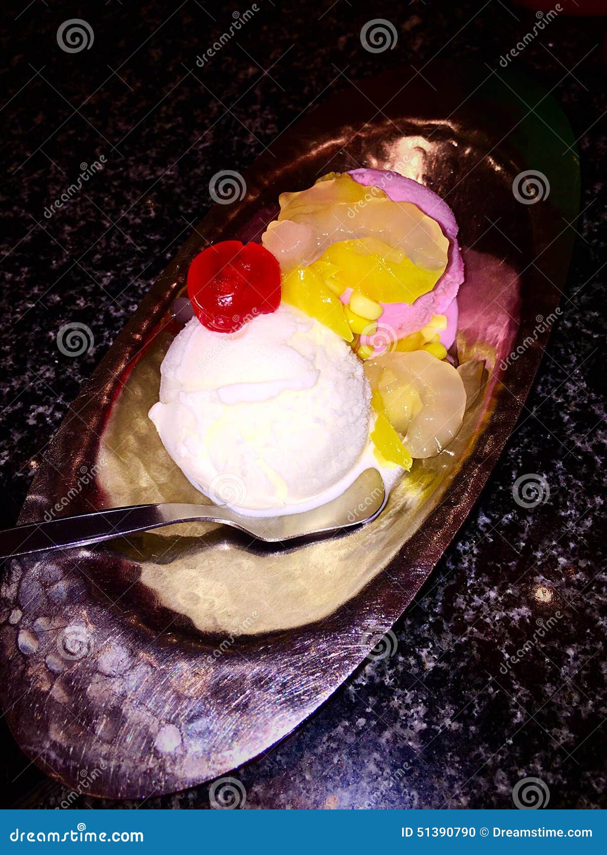 Dessert stock photo. Image of silver, dessert, cream 51390790