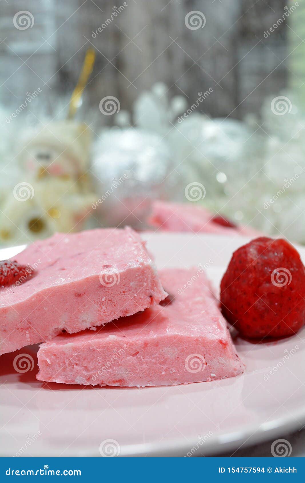 Sugar - Free Frozen Strawberry Ice Cream Slices Stock Photo - Image of ...
