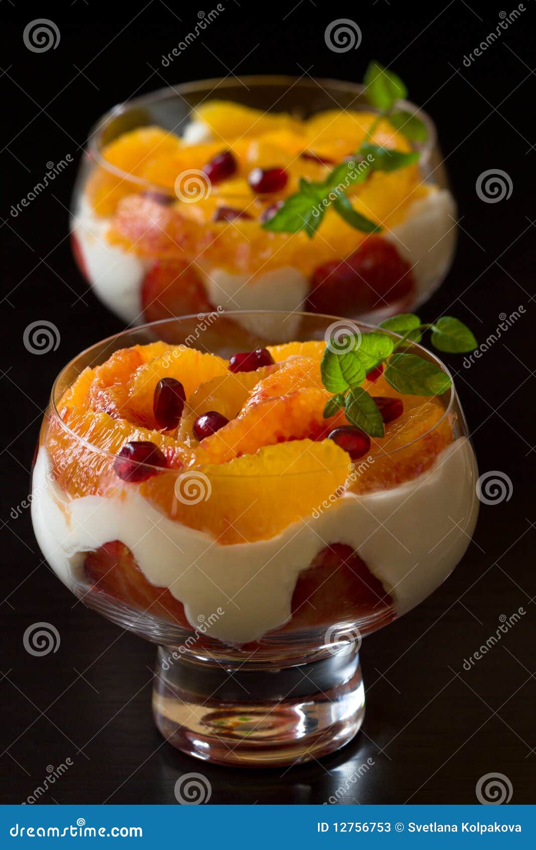 Dessert of orange stock image. Image of layered, pomegranate 12756753
