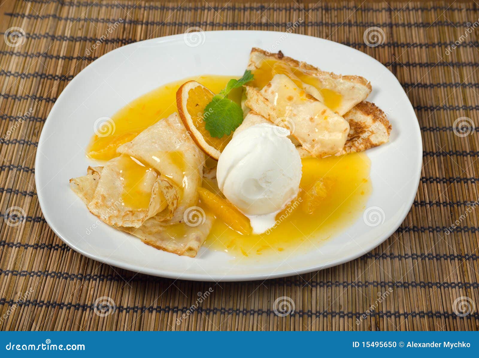 Dessert Pancakes with Ice Cream Stock Photo Image of sugar, piping