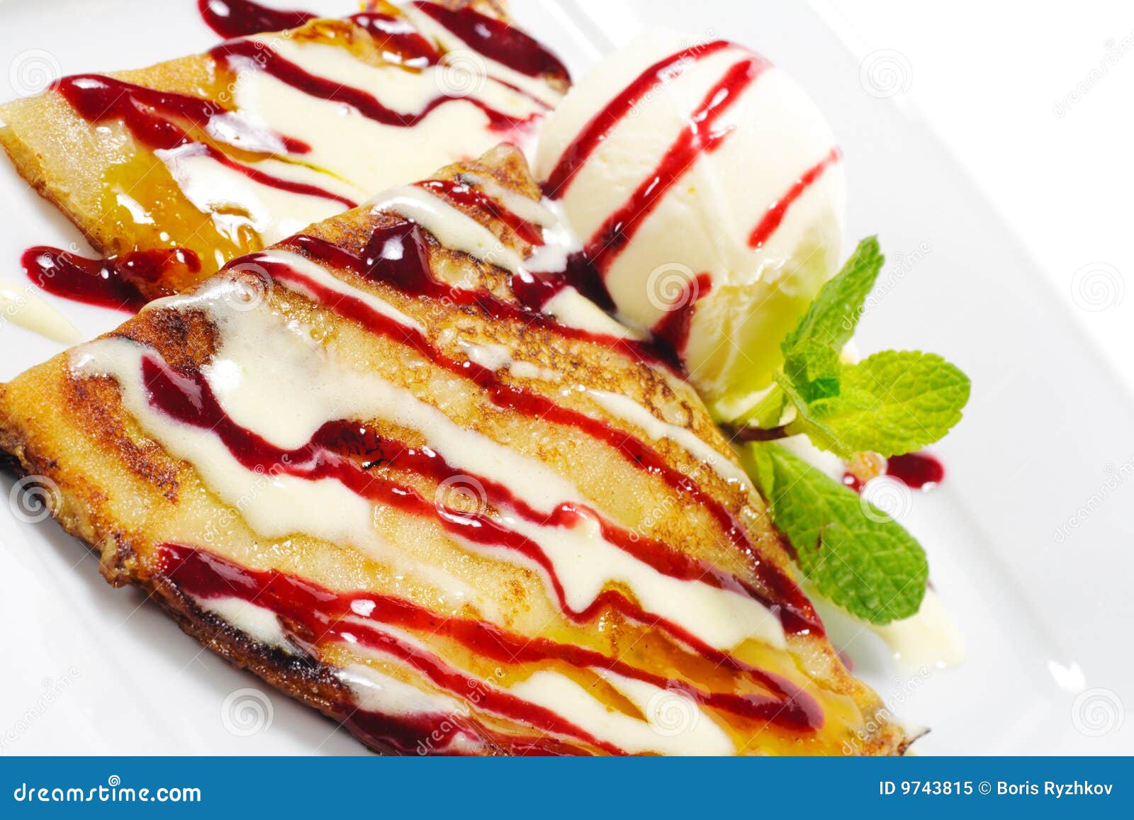 Dessert Pancakes with Ice Cream Stock Image Image of delicatessen