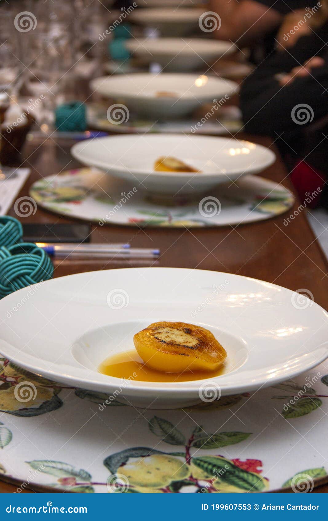 Dessert of Pear Brulee with Dolce Cheese Stock Image Image of candy,