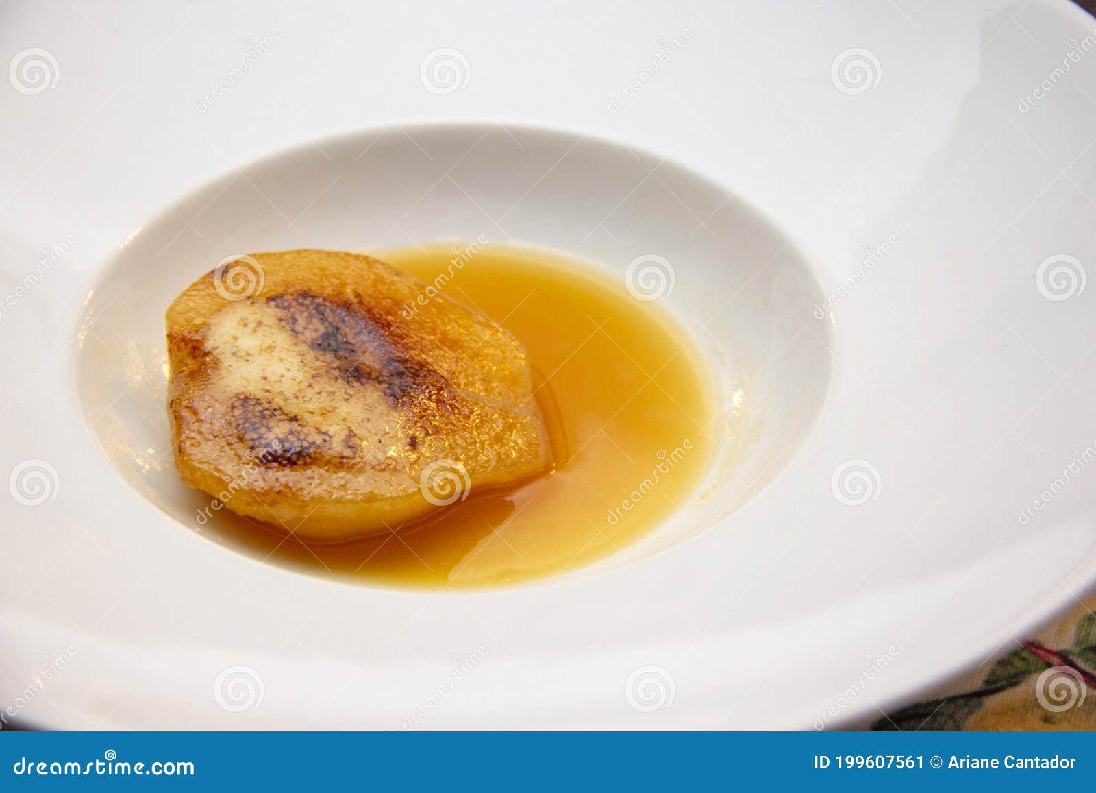 Dessert of Pear Brulee with Dolce Cheese Stock Image Image of breakfast, dessert