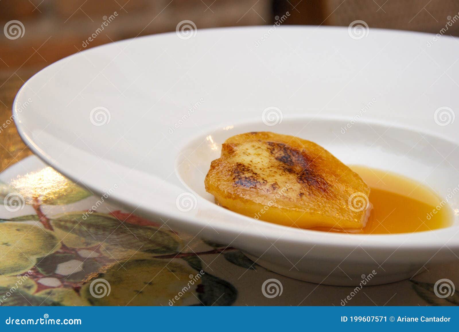 Dessert of Pear Brulee with Dolce Cheese Stock Image Image of eating, fruit 199607571