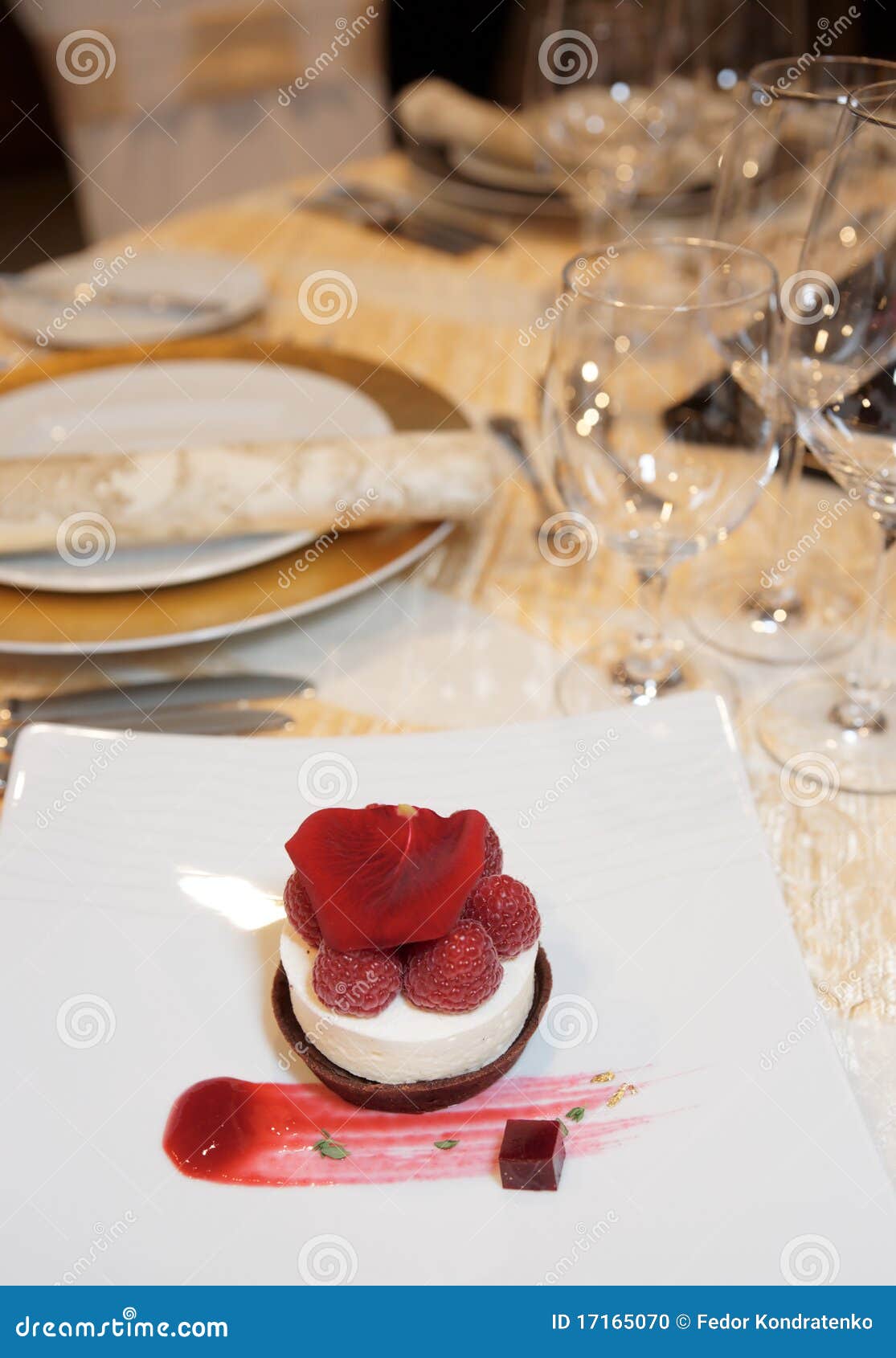 Dessert on Plate in Restaurant Stock Photo Image of porcelain