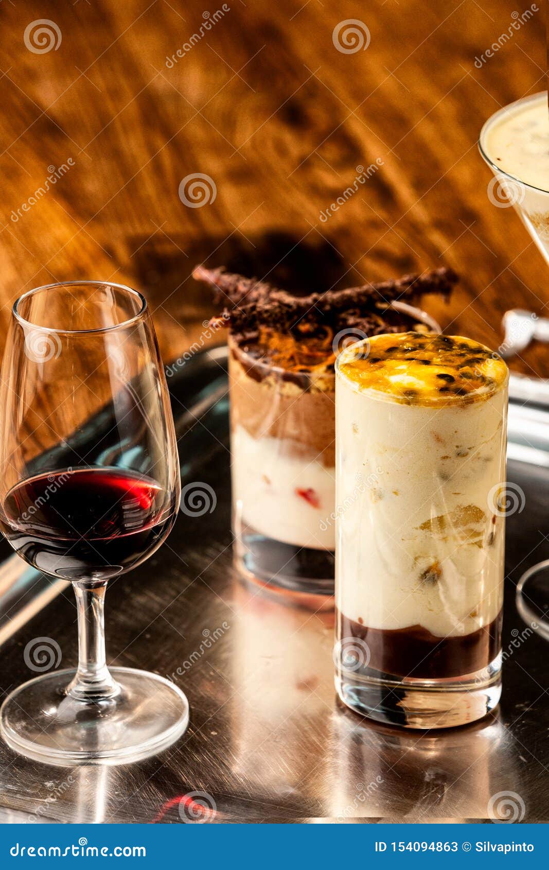 Dessert Platter with Passion Fruit Mousse and Chocolate Mousse Stock Image Image of home