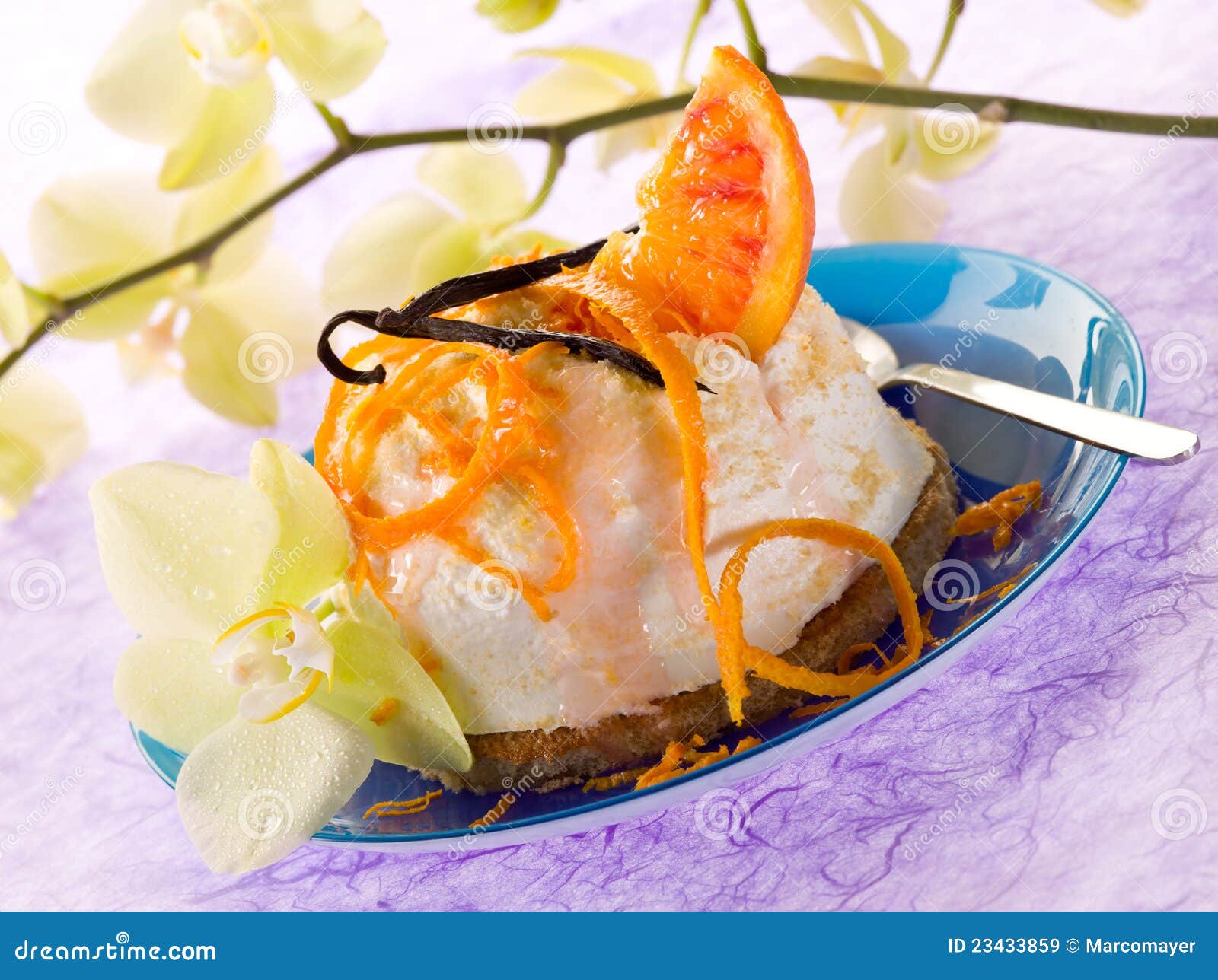 Dessert Ricotta with Orange Stock Image Image of cookie, milk 23433859