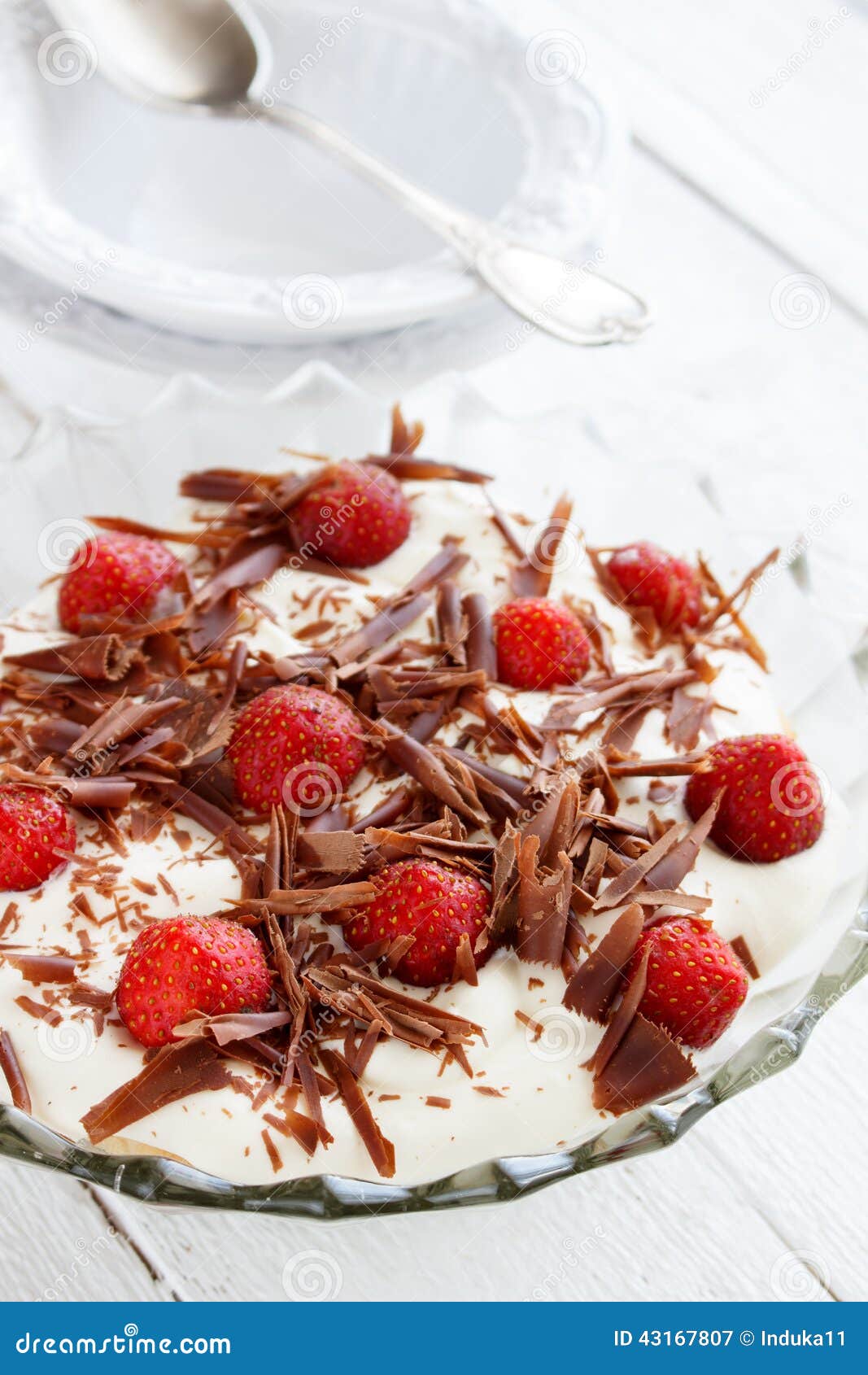 Dessert with Strawberries, Chocolate, Cottage Cheese and Stock Image