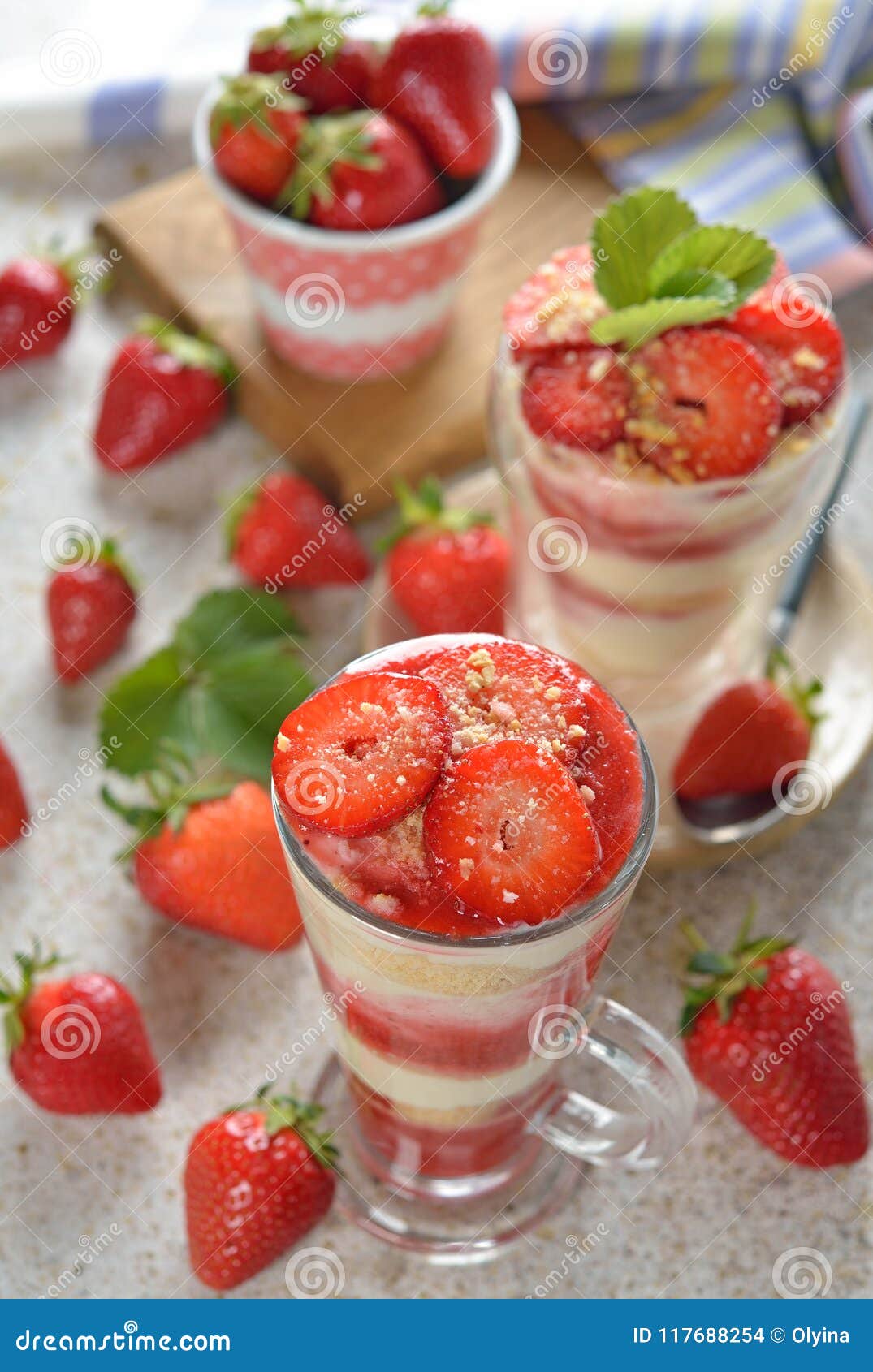 Dessert with strawberries stock photo. Image of glass 117688254