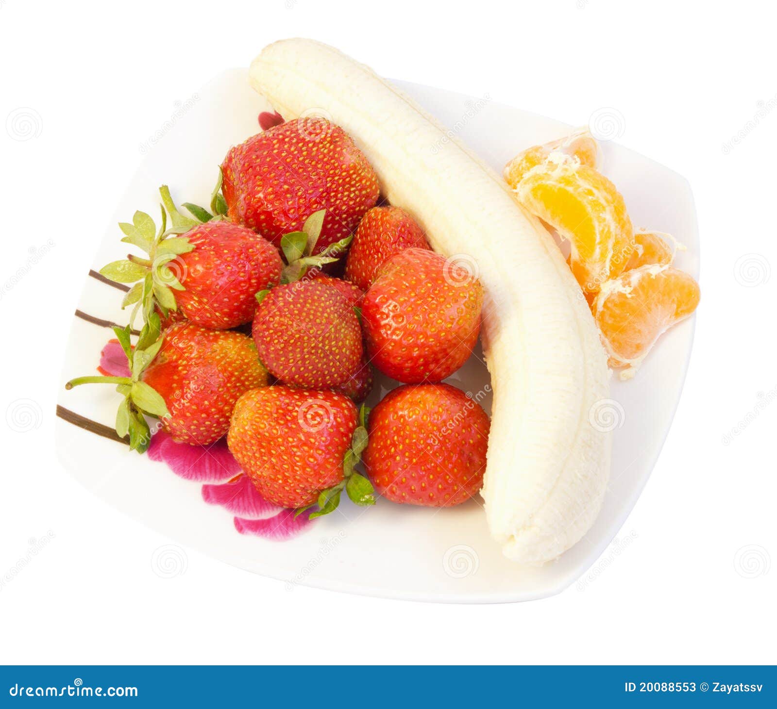 Dessert Strawberry Banana Mandarin Stock Image Image of yellow, plate