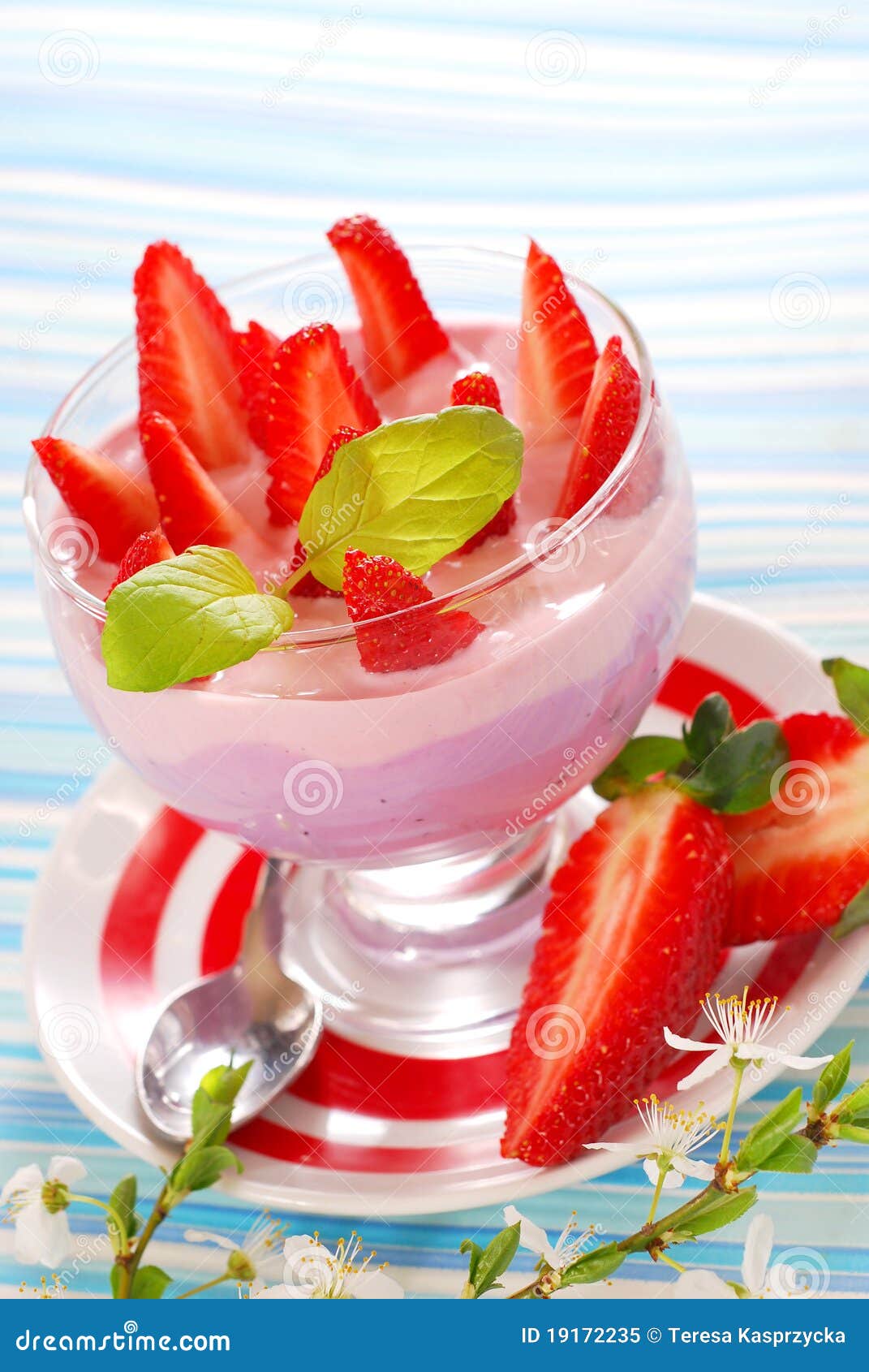 Dessert with Strawberry and Blueberry Yogurt Stock Image Image of