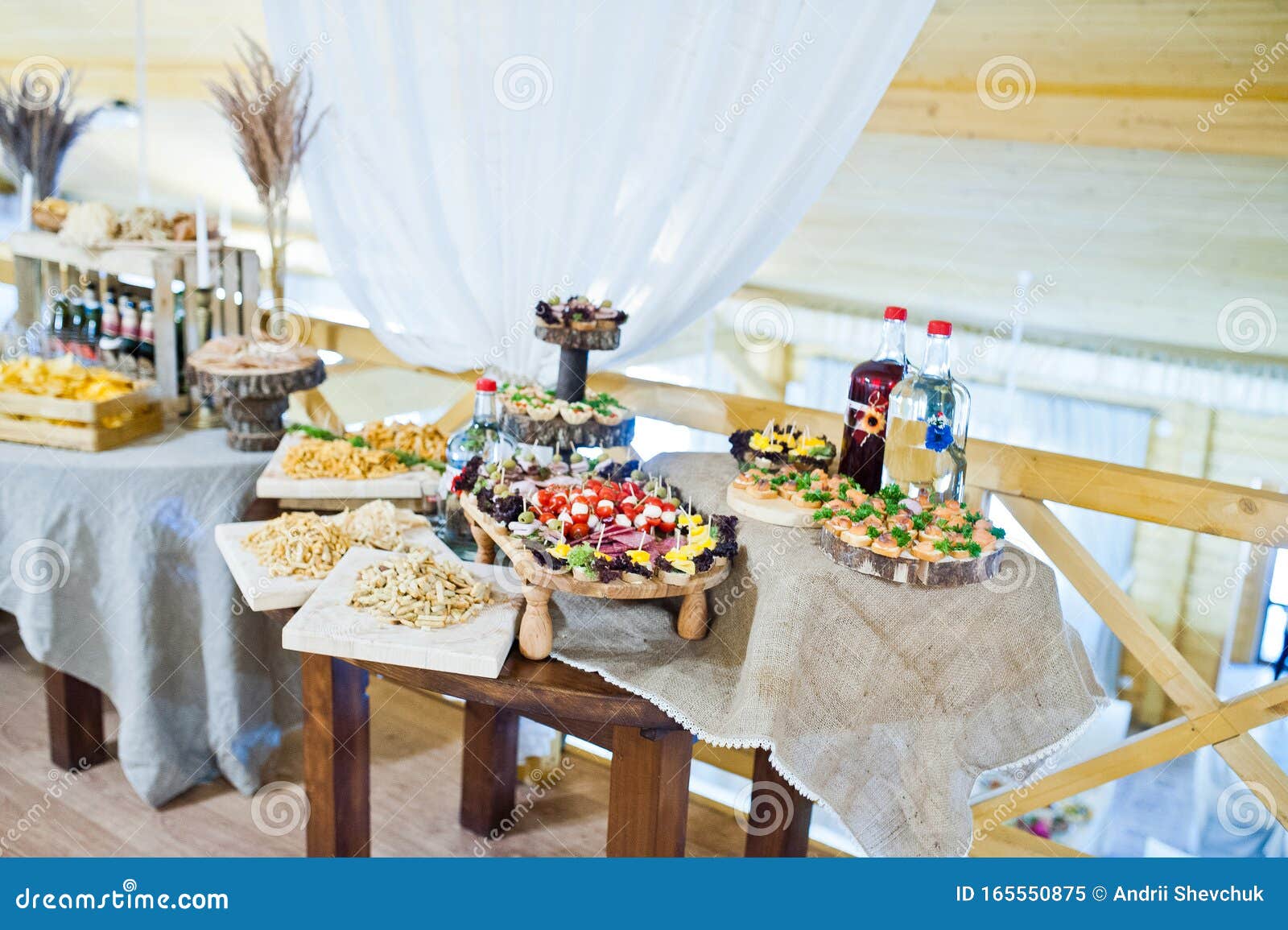 Dessert Table of Delicious Snacks on Wedding Reception Stock Image
