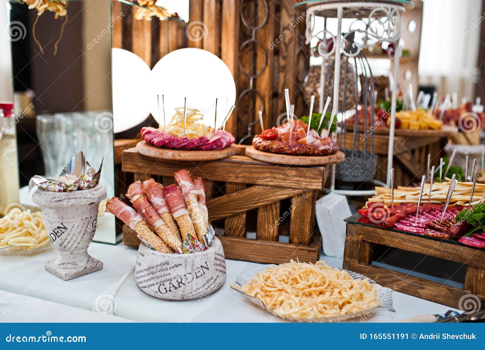 Dessert Table of Delicious Snacks on Wedding Reception Stock Image