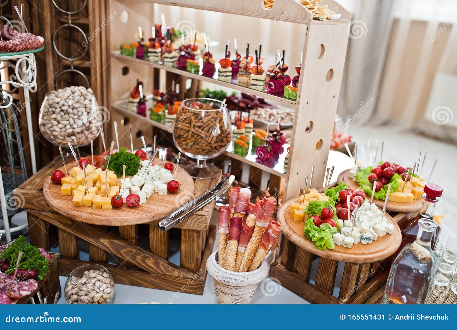 Dessert Table of Delicious Snacks on Wedding Reception Stock Image