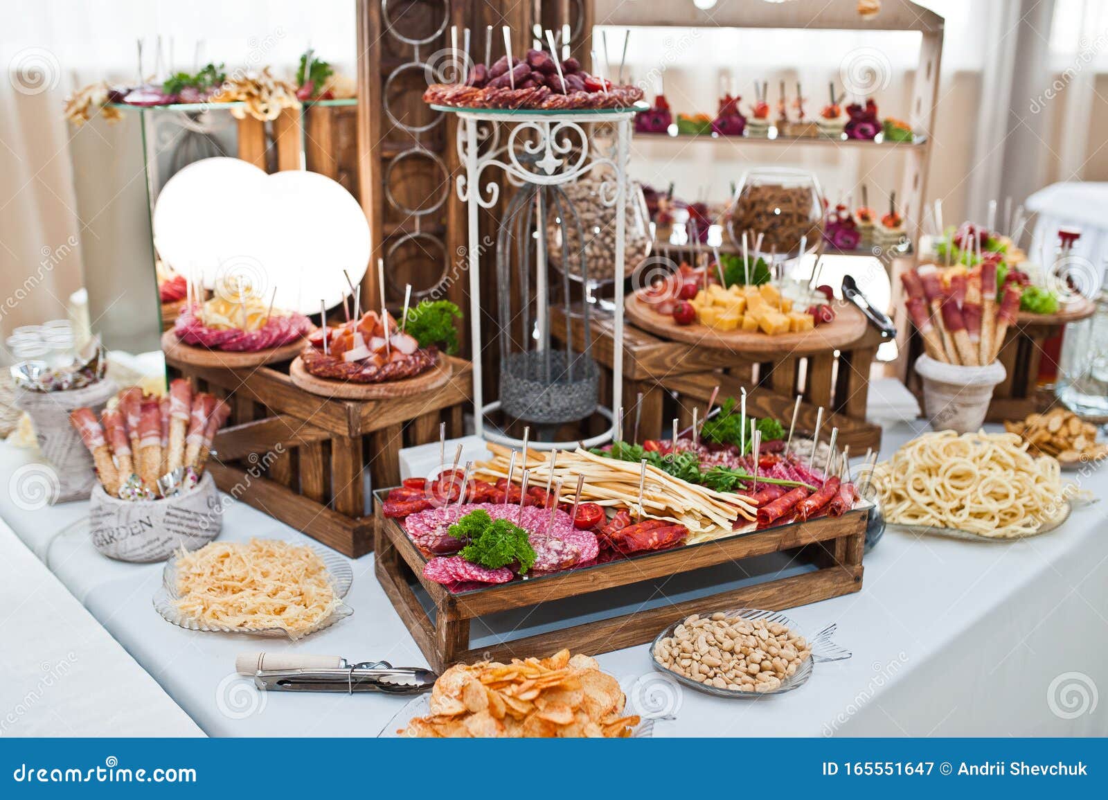 Dessert Table of Delicious Snacks on Wedding Reception Stock Image