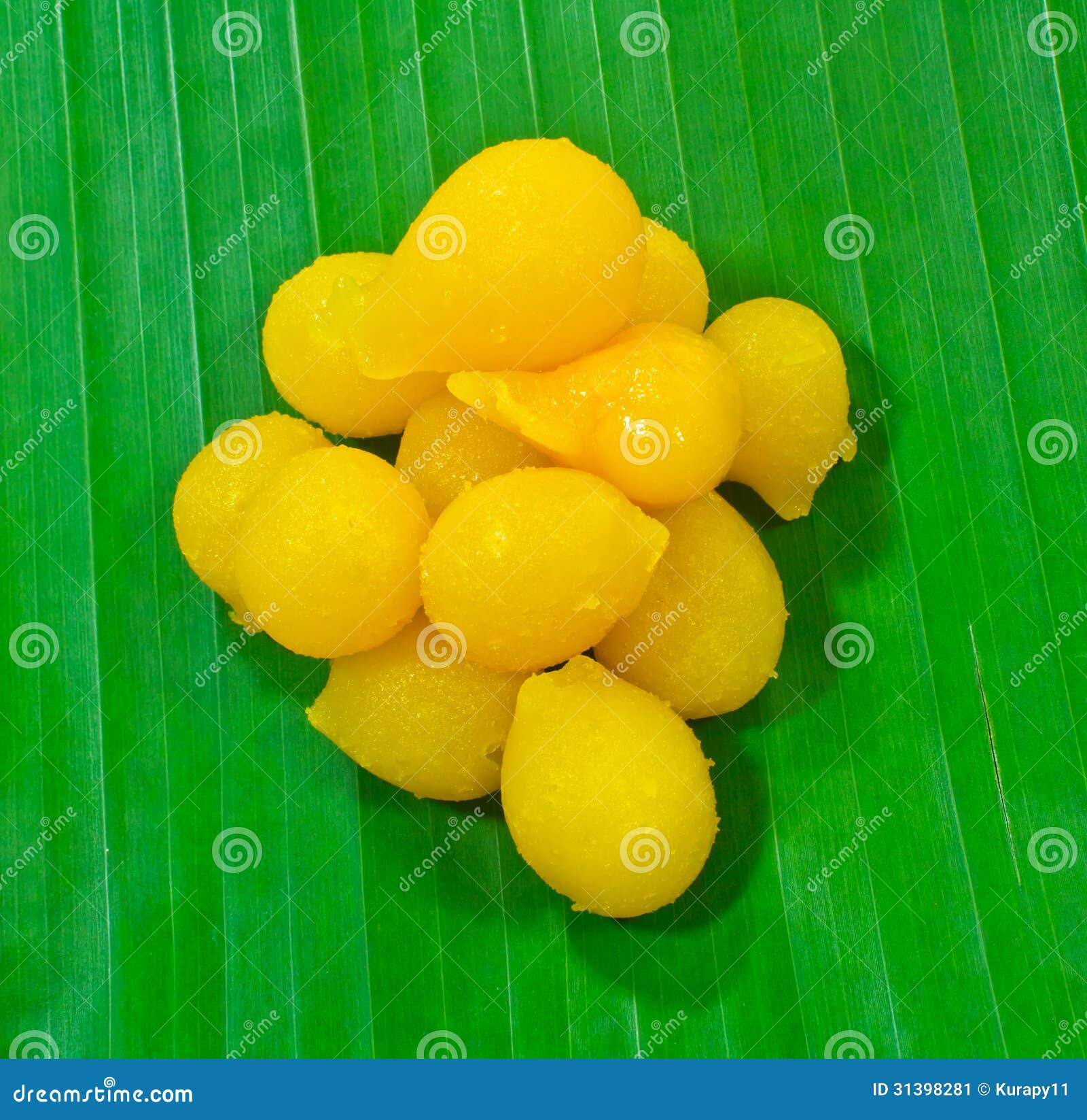 Dessert Thai on Banana Leaves. Stock Image Image of handmade, yolk