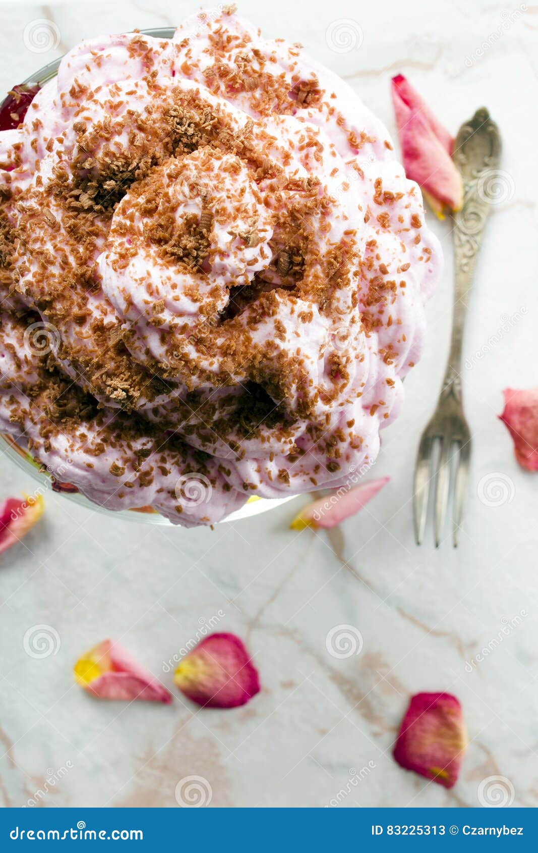 Dessert with whipped cream stock image. Image of gelatine 83225313